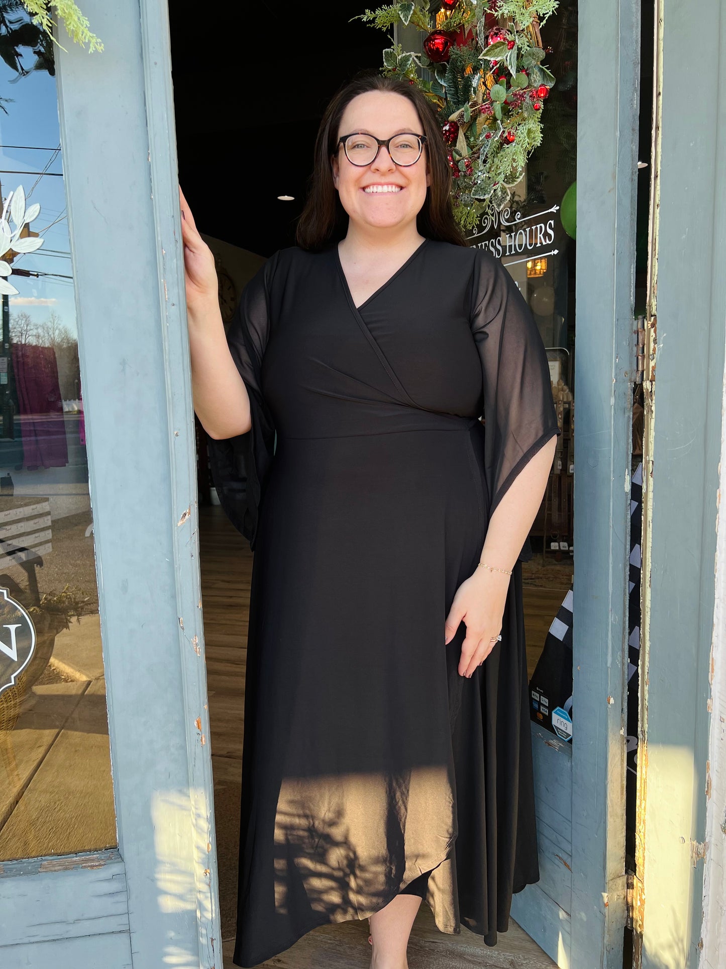 Over Lap Mesh Maxi Dress | Curvy