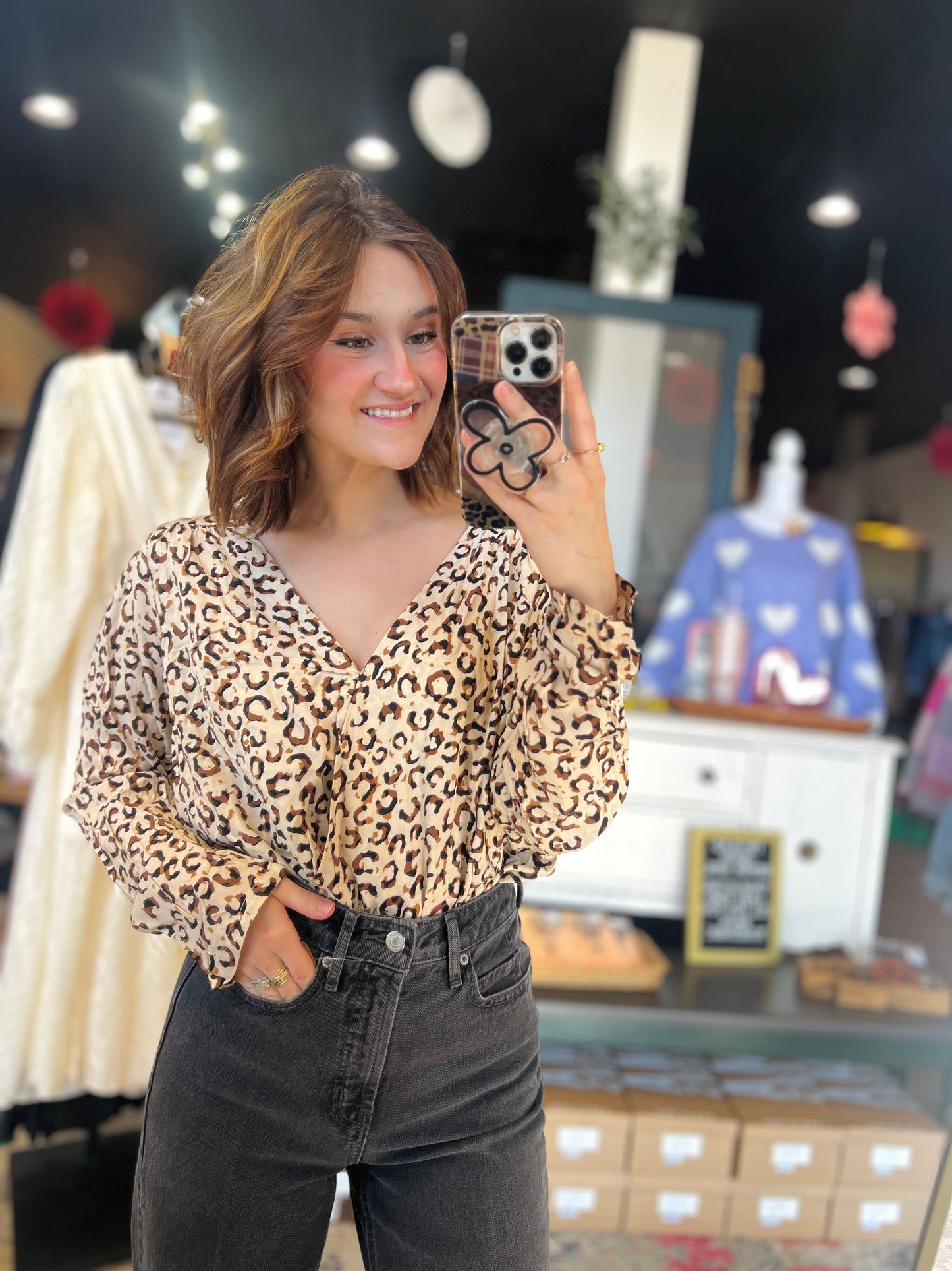 NWT Cheetah Body Suit Blouse - L