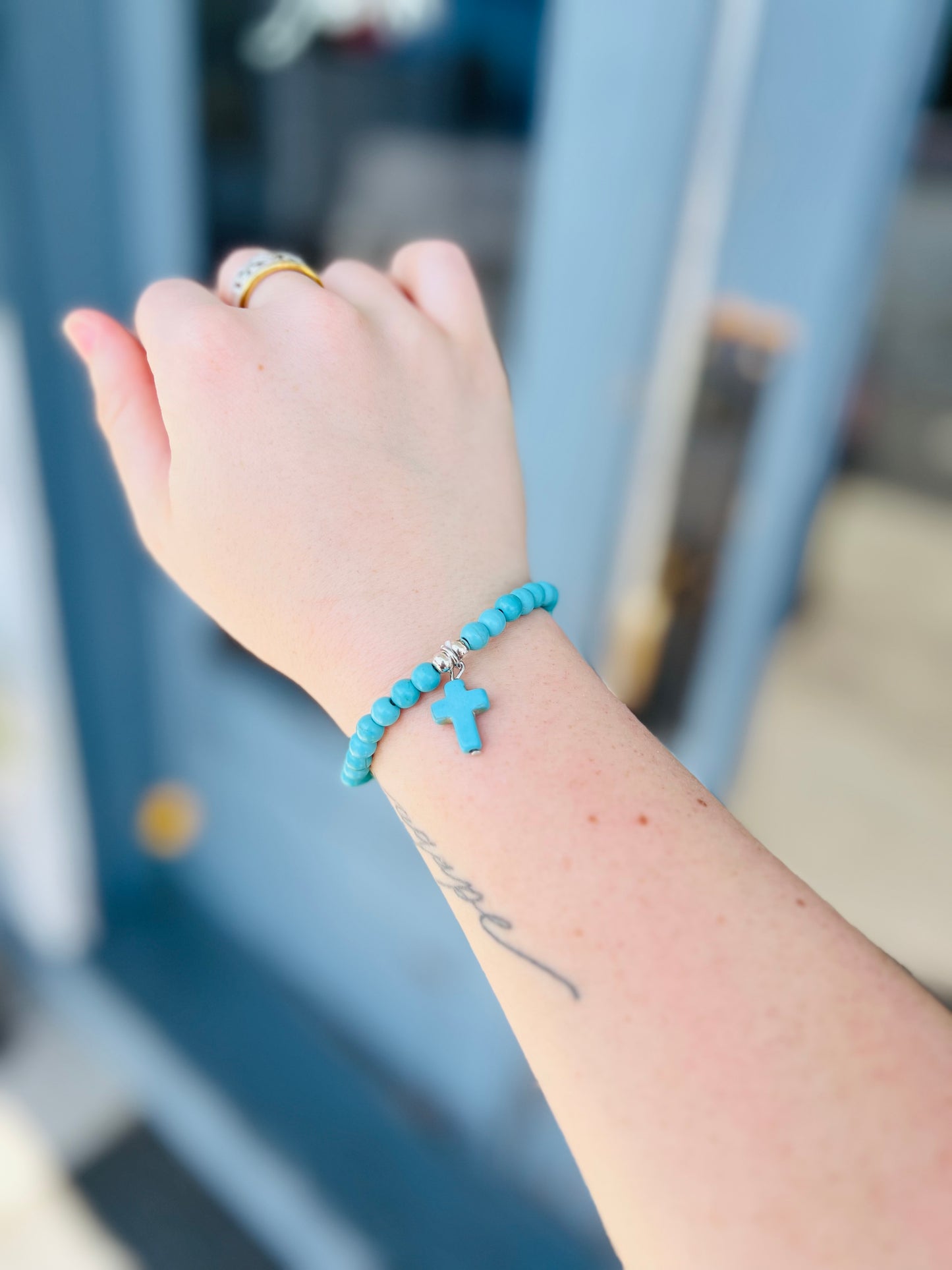 Cross Bracelet - Blue