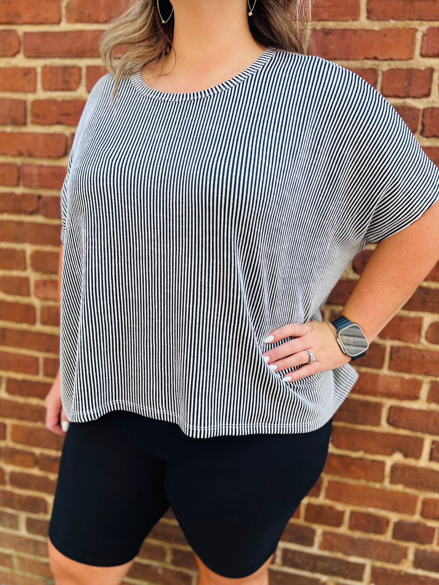 Miriam | Striped Oversized Top - Curvy