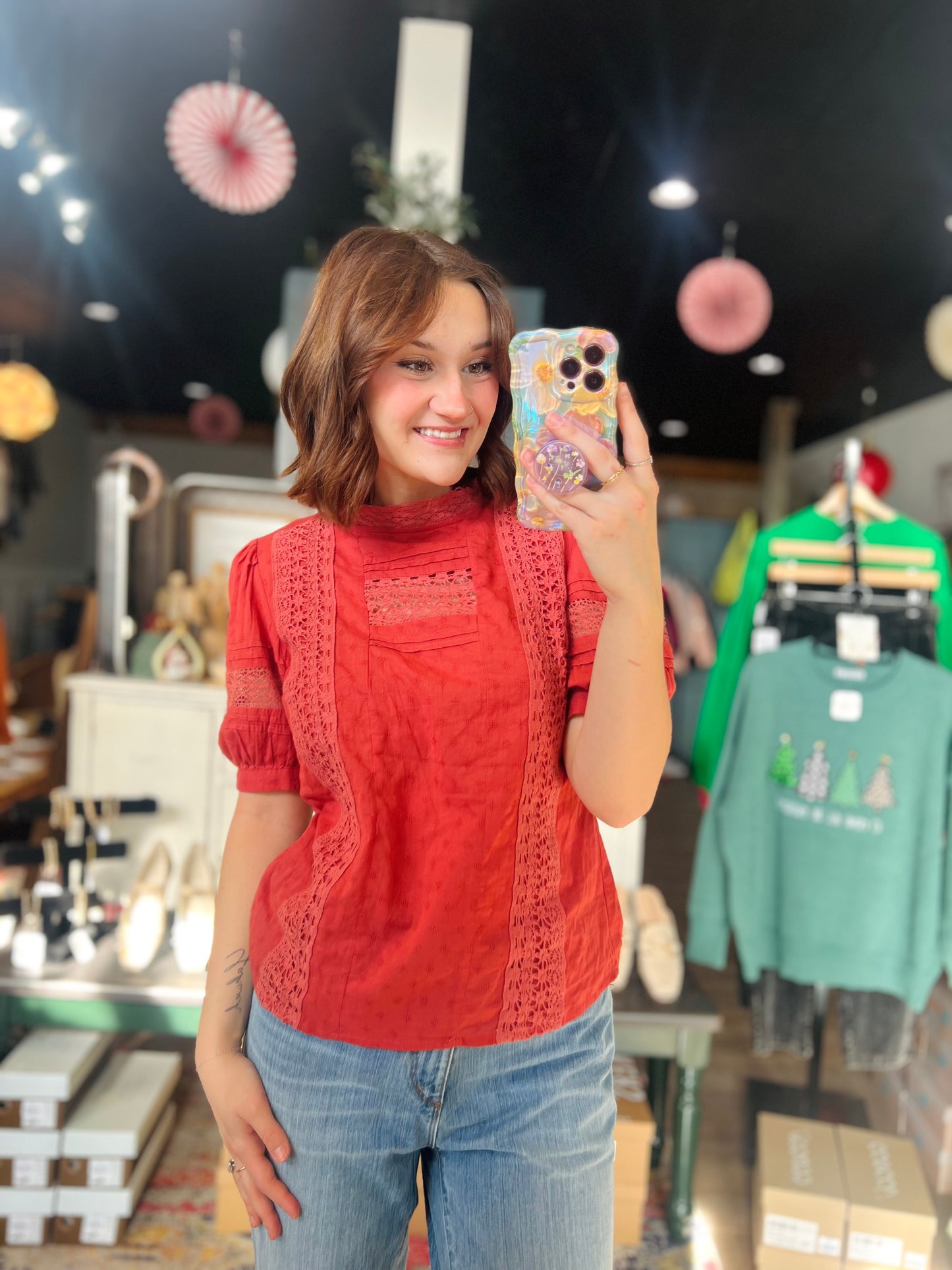 Pink Crochet Boho Top - XS