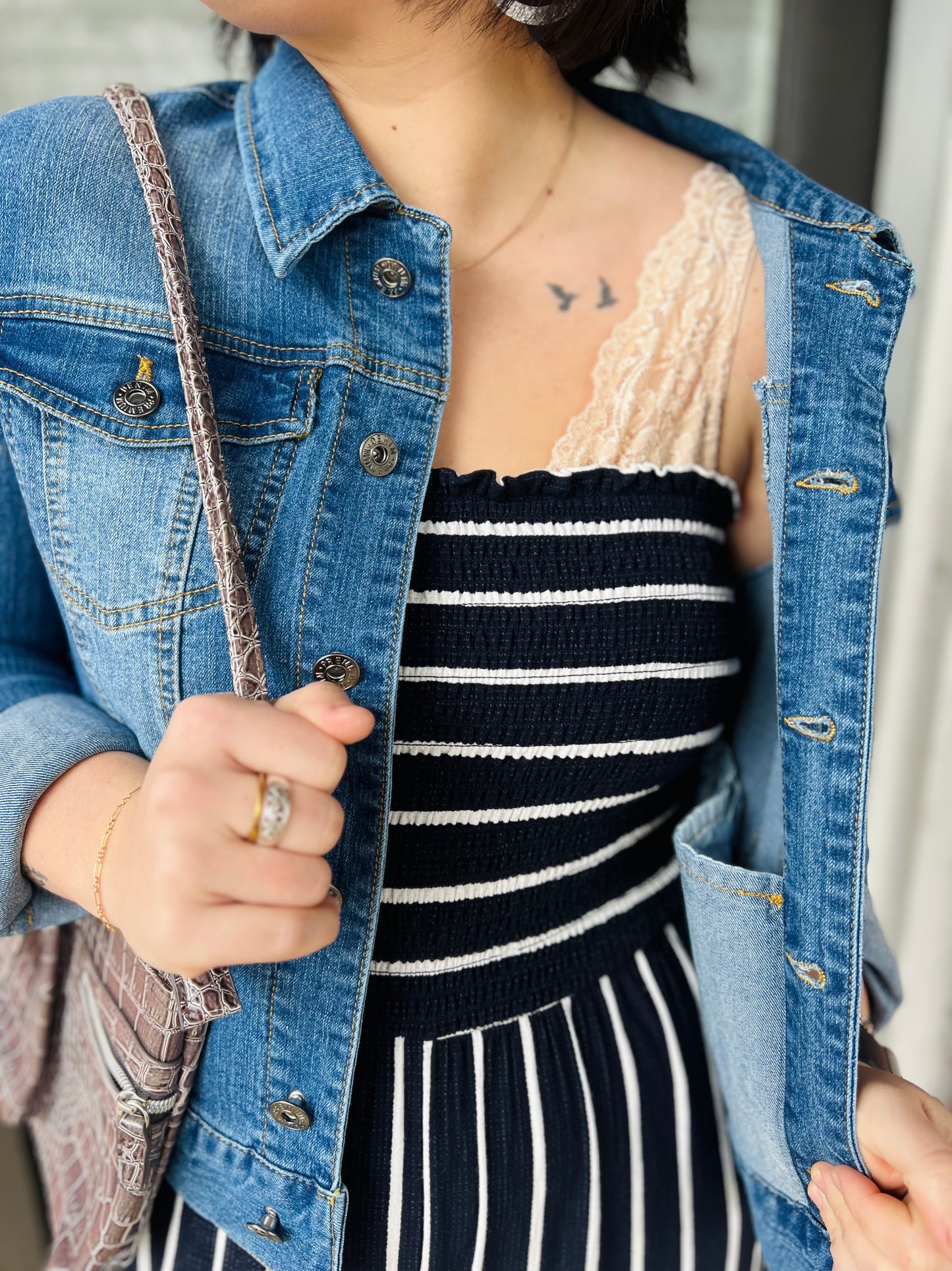 Hem & Thread Navy Stripe Jumpsuit - Size L