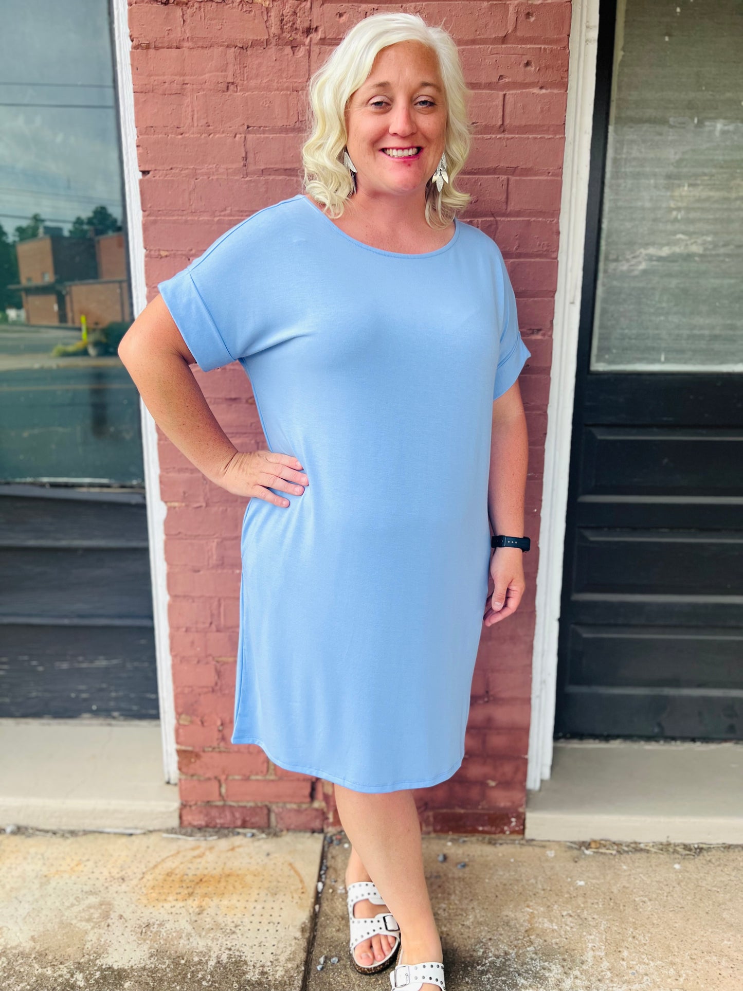 Junia | Curvy Butter Soft Dress - Spring Blue