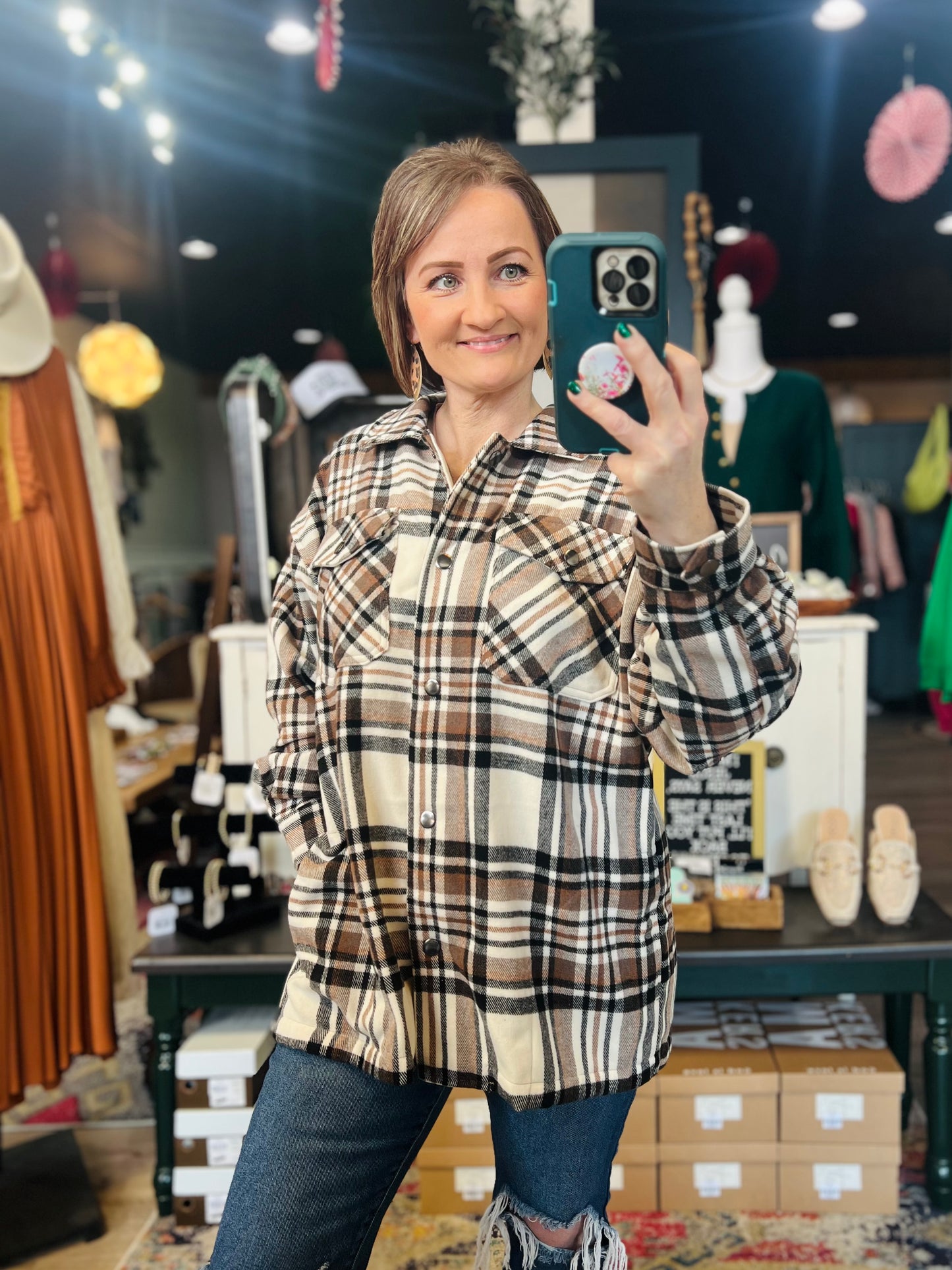 HFX Plaid Shacket NWOT - Size M