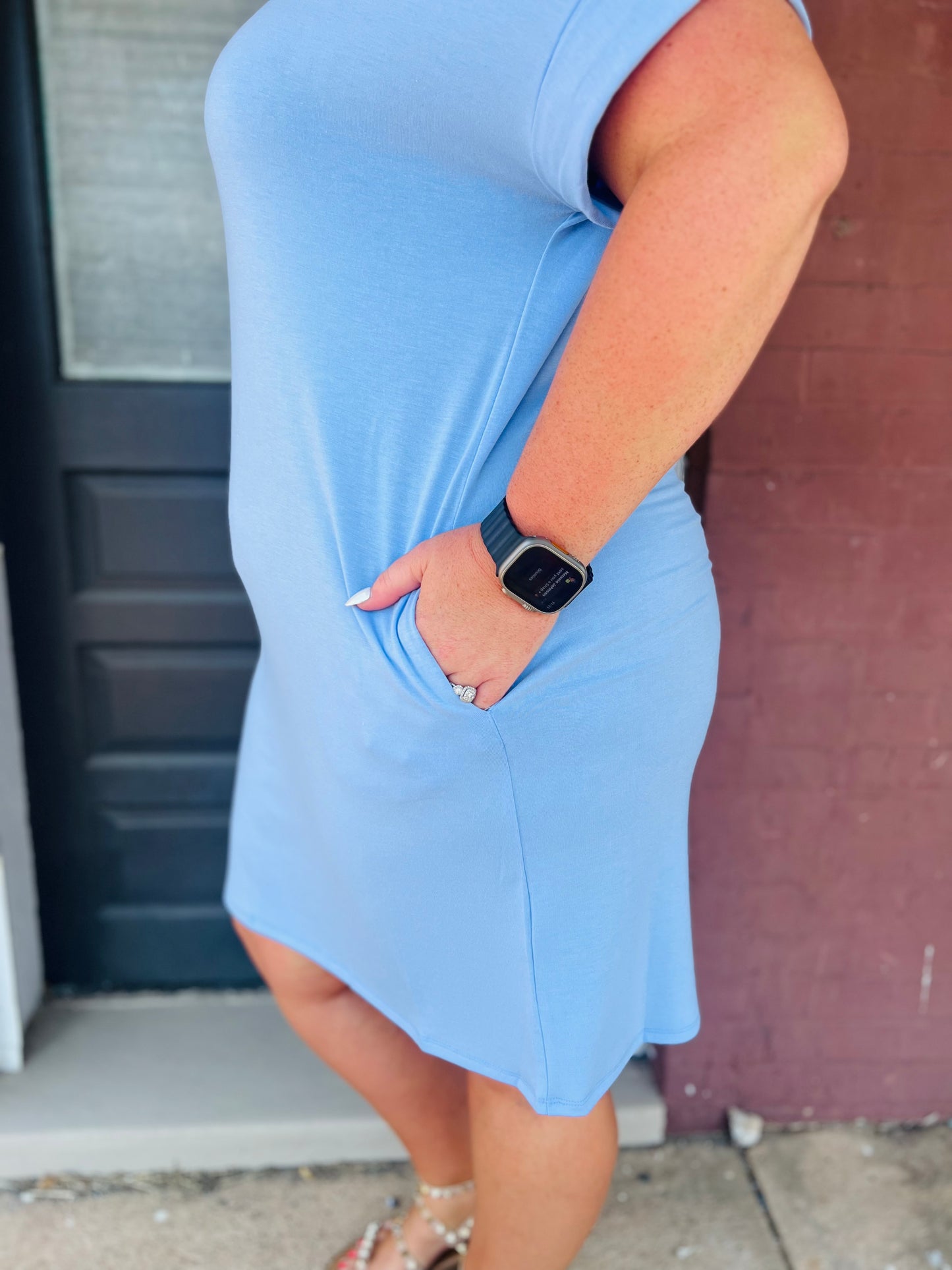 Junia | Curvy Butter Soft Dress - Spring Blue