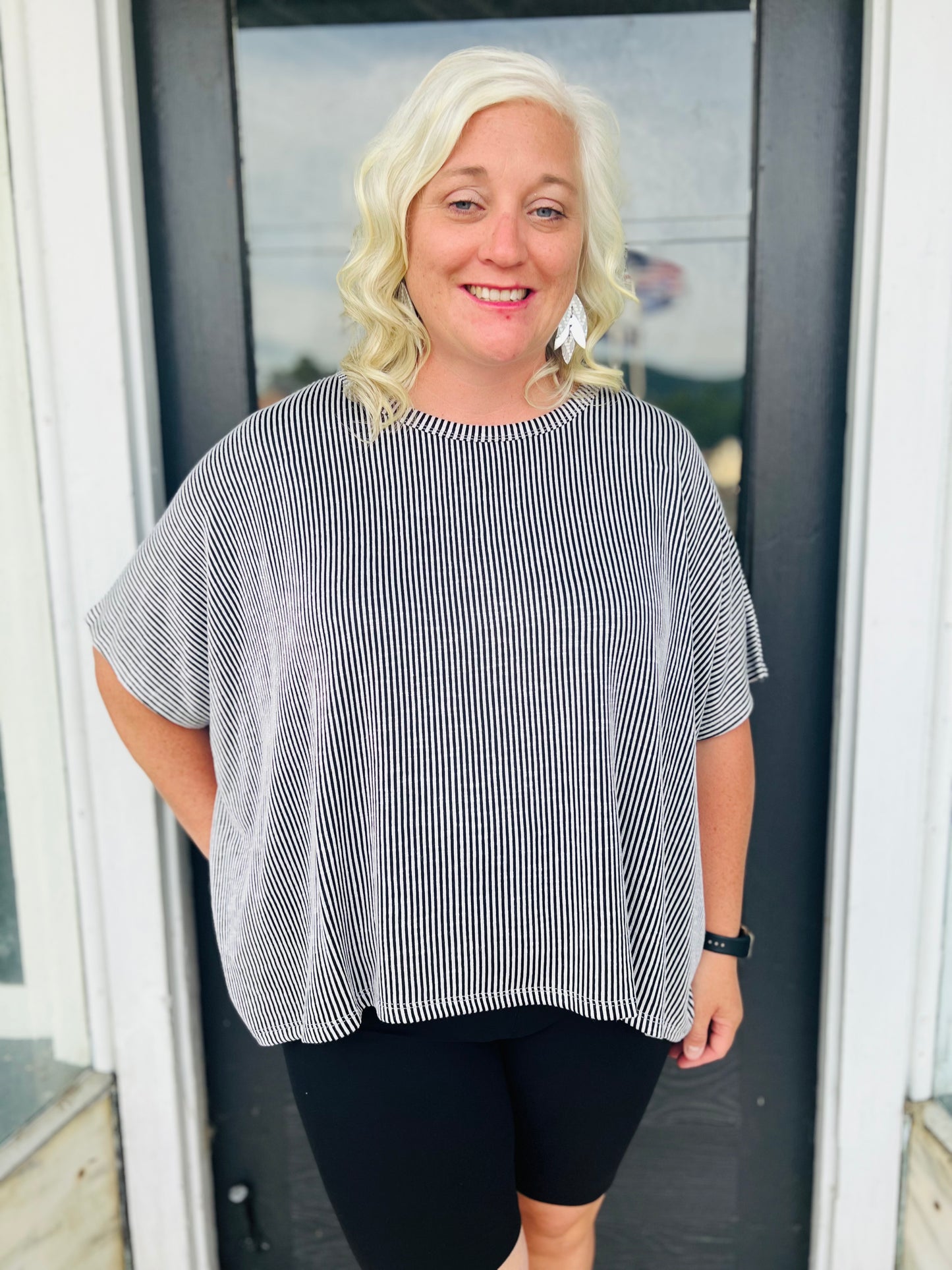 Miriam | Striped Oversized Top - Curvy