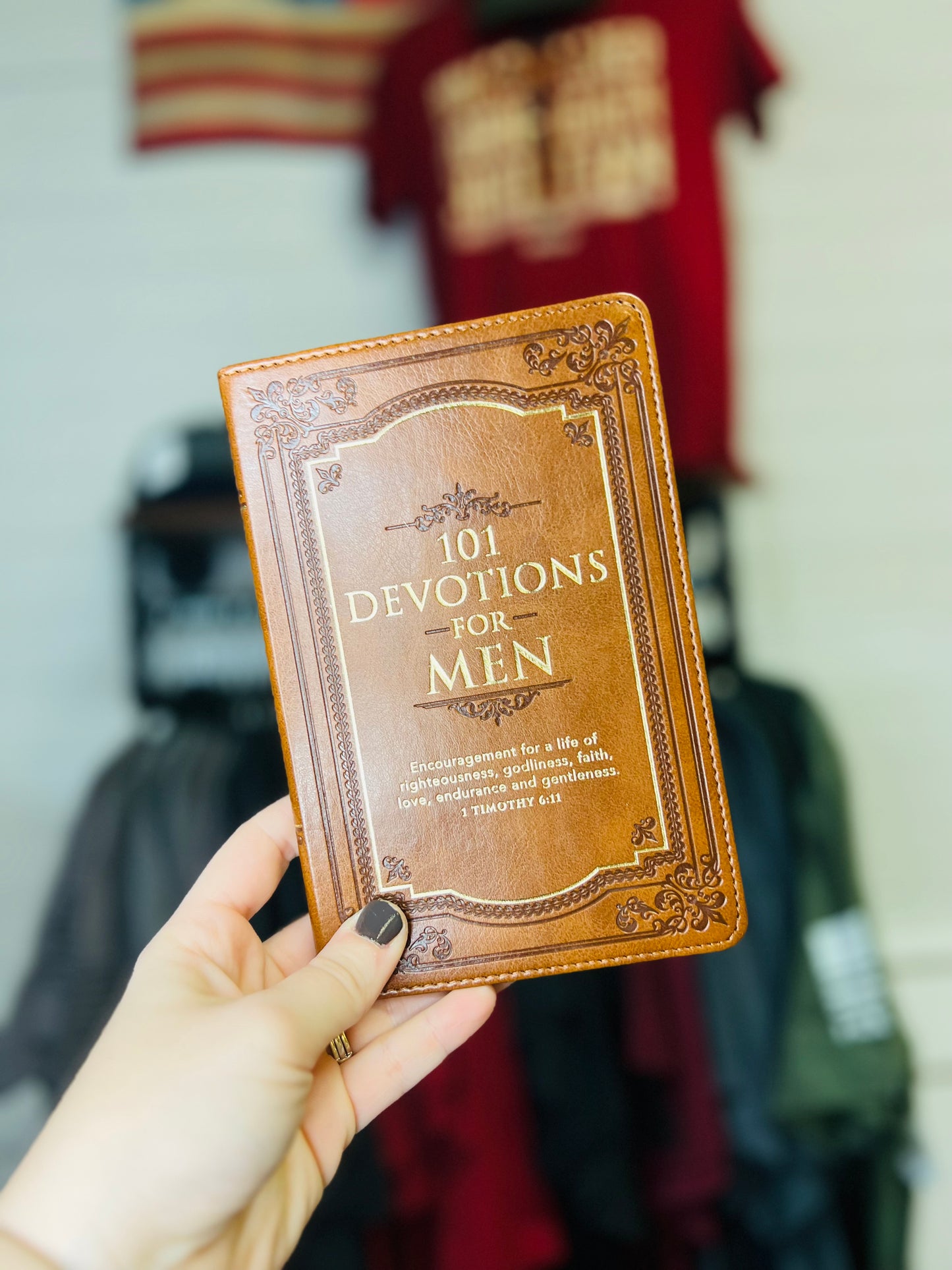 101 Devotions for Men Tawny Brown Faux Leather Devotional -