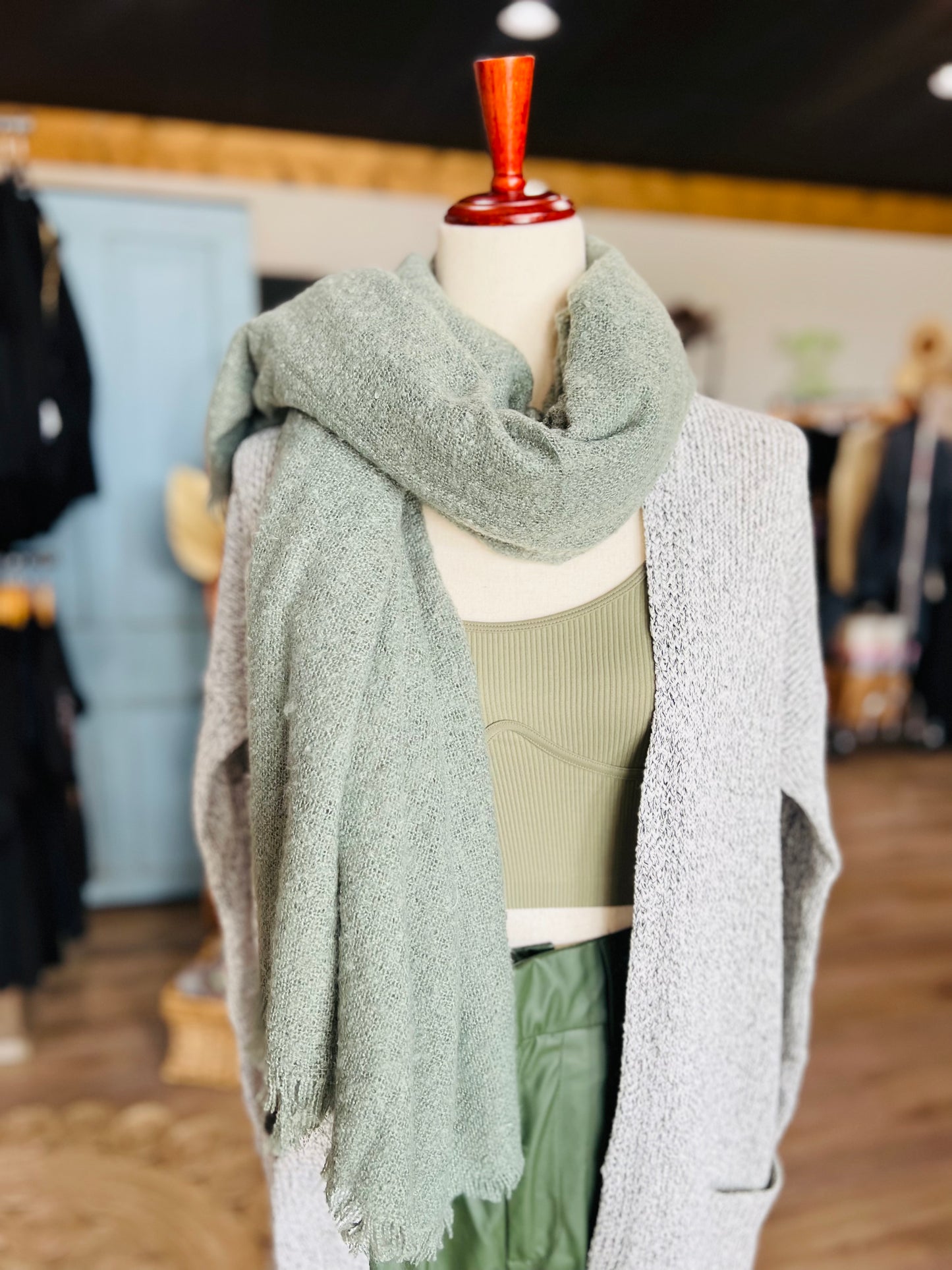 Solid Marl Woven Blanket Scarf