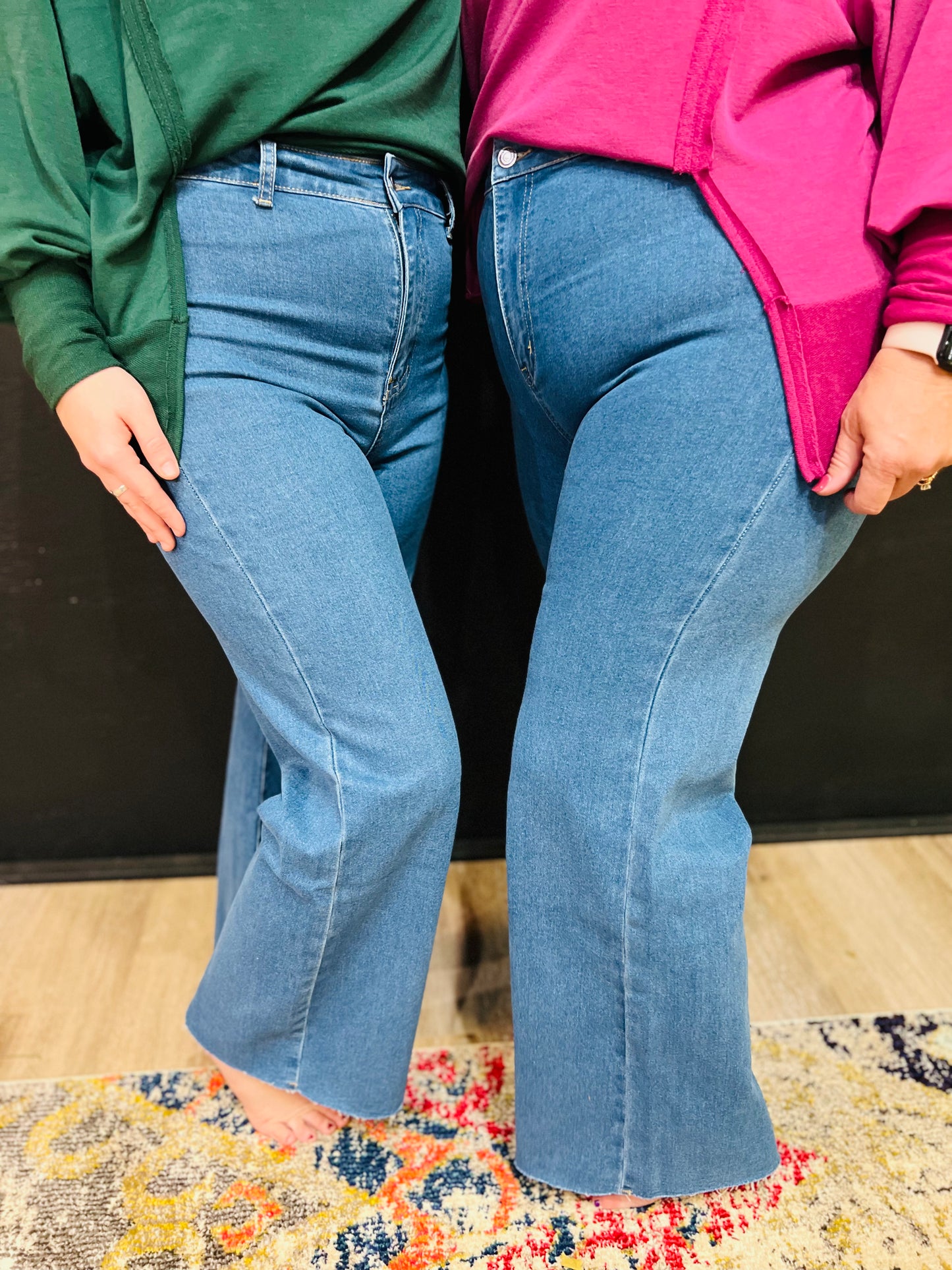 Stretch High Rise Wide Leg Jeans