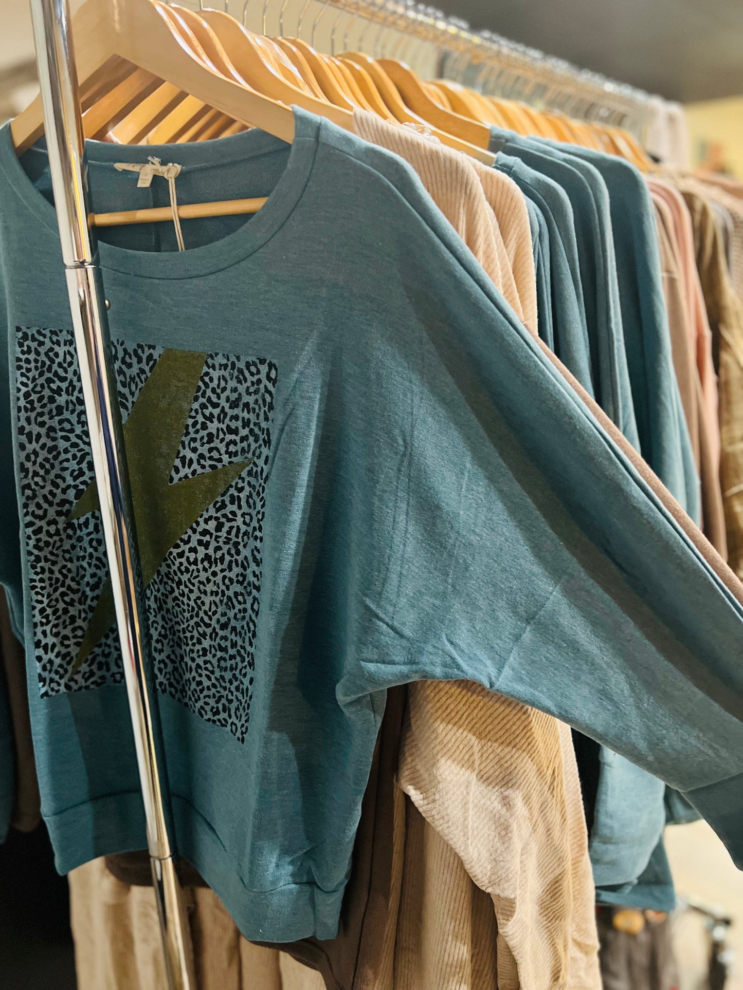 Teal Lightning Bolt Top