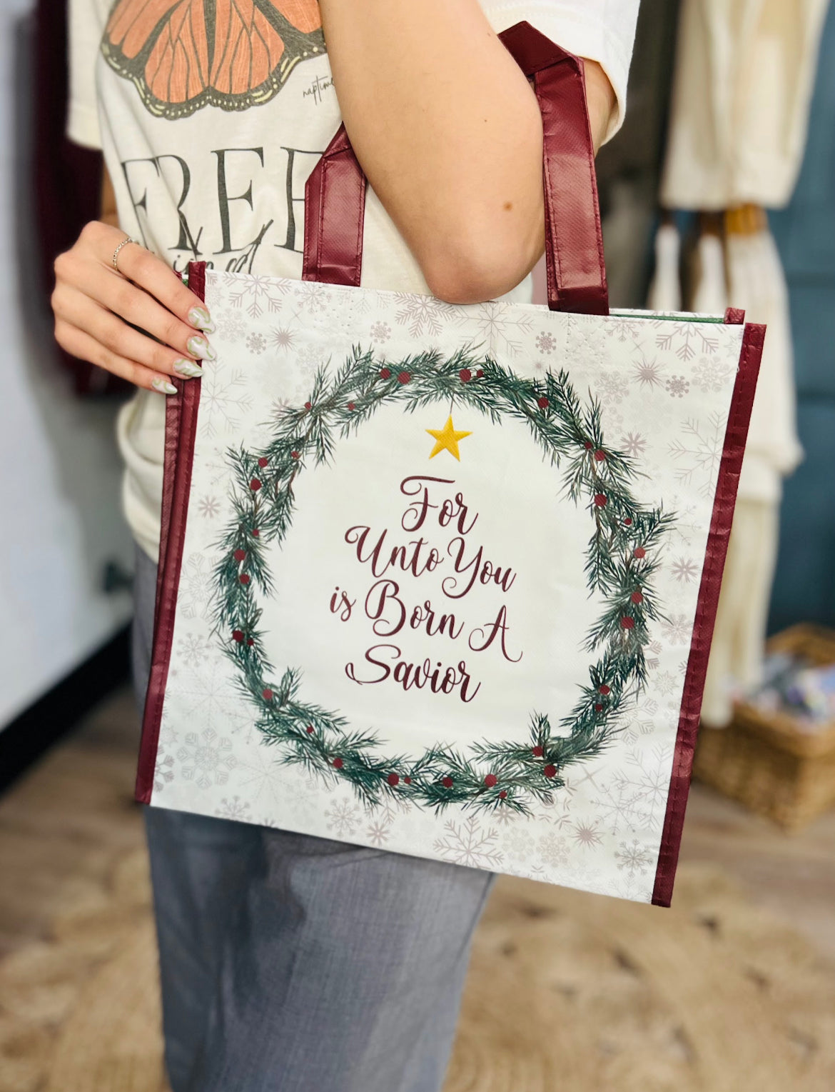 Unto You Is Born A Savior Tote Bag