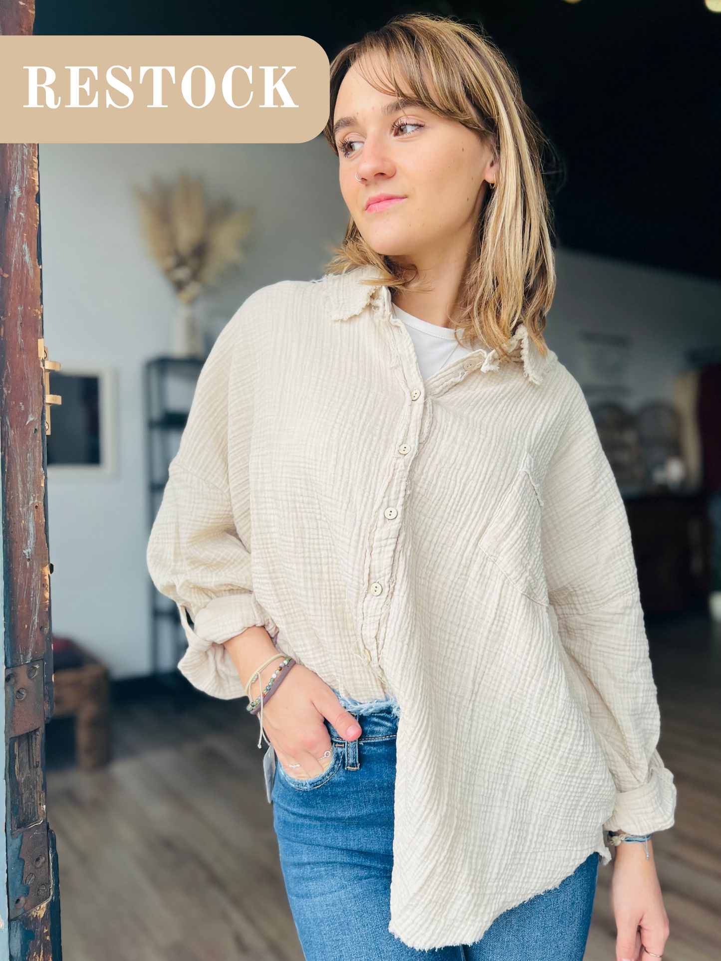 Light Washed Button Down Shirt