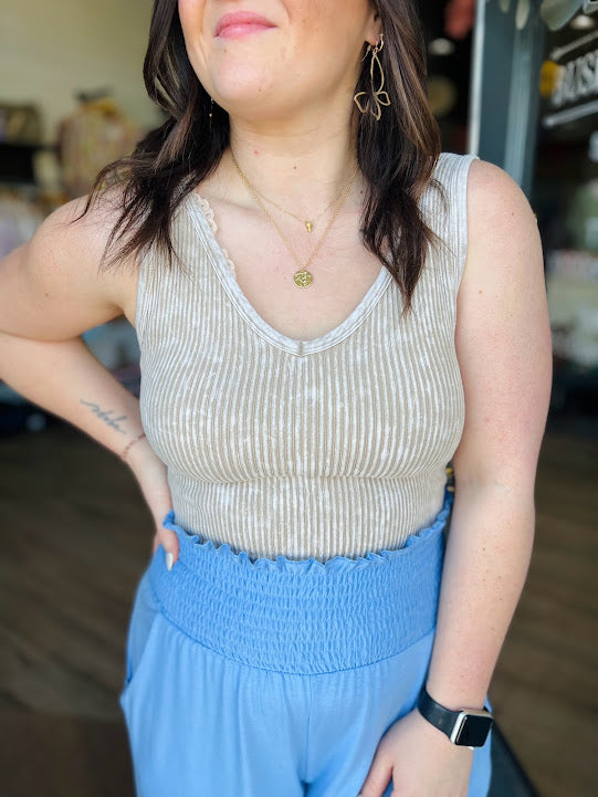 Ribbed Tank Top - Ash Mocha