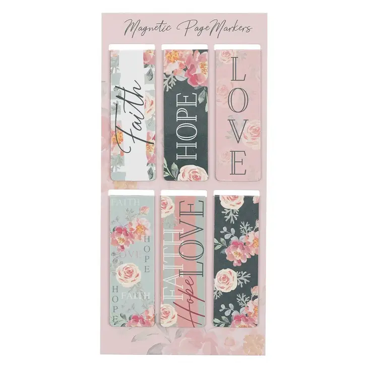 Vintage Faith Hope & Love Magnetic Bookmark Set