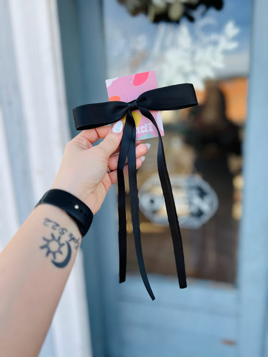 Satin Ribbon Long Bow Clip