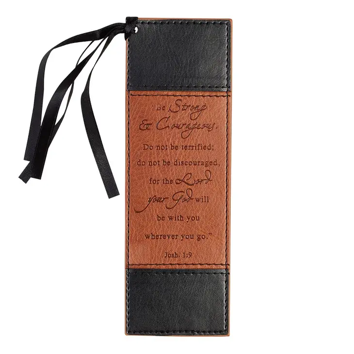 Strong & Courageous Faux Leather Bookmark
