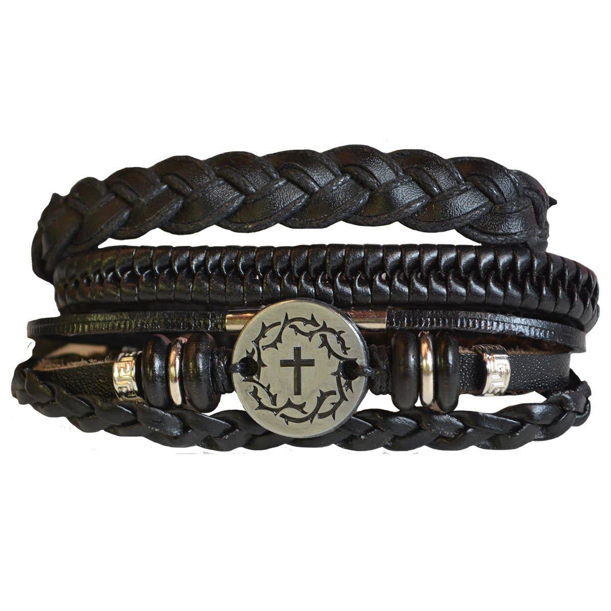 Crown Cross Mens Bracelet