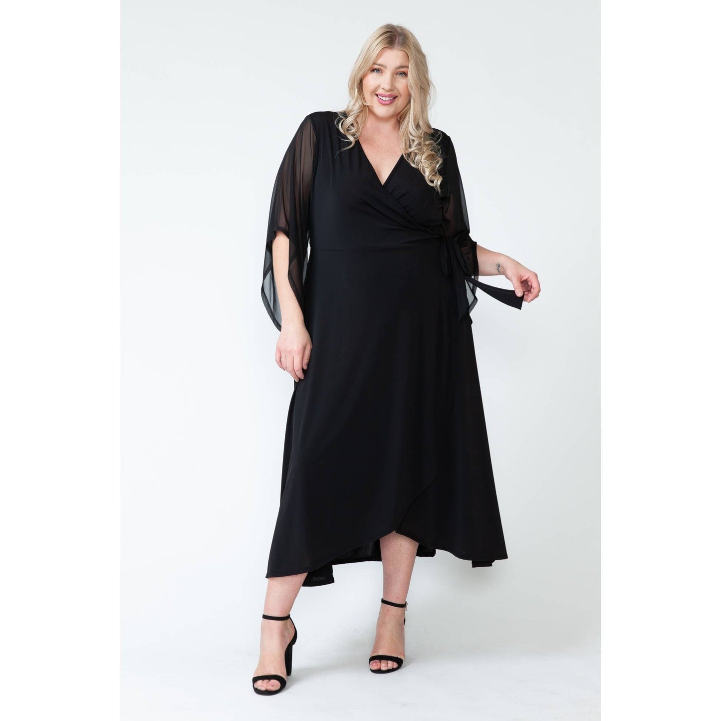 Over Lap Mesh Maxi Dress | Curvy