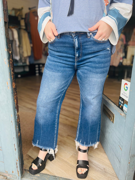 Mid Rise Straight Leg Jeans