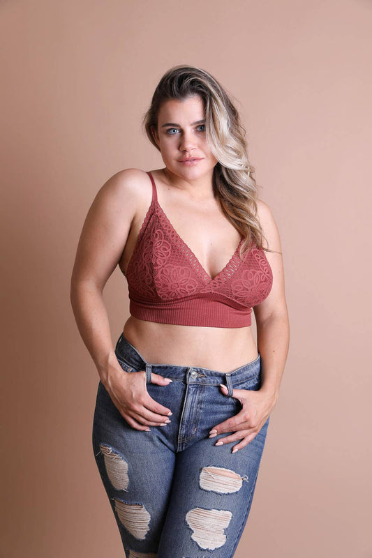 Curvy Lace Brami - Rust