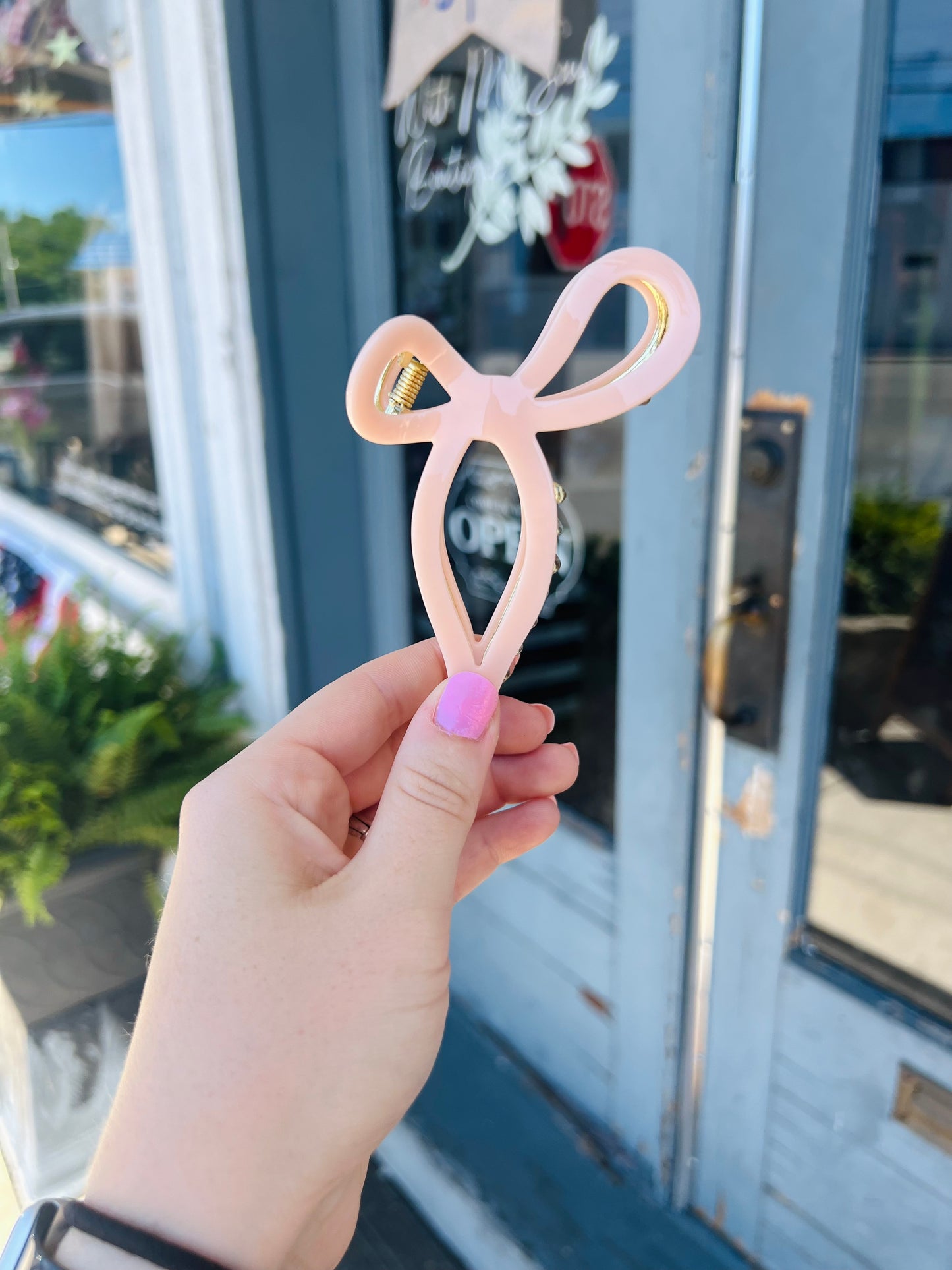 Adaline | Ribbon Bow Claw Clip - Light Pink