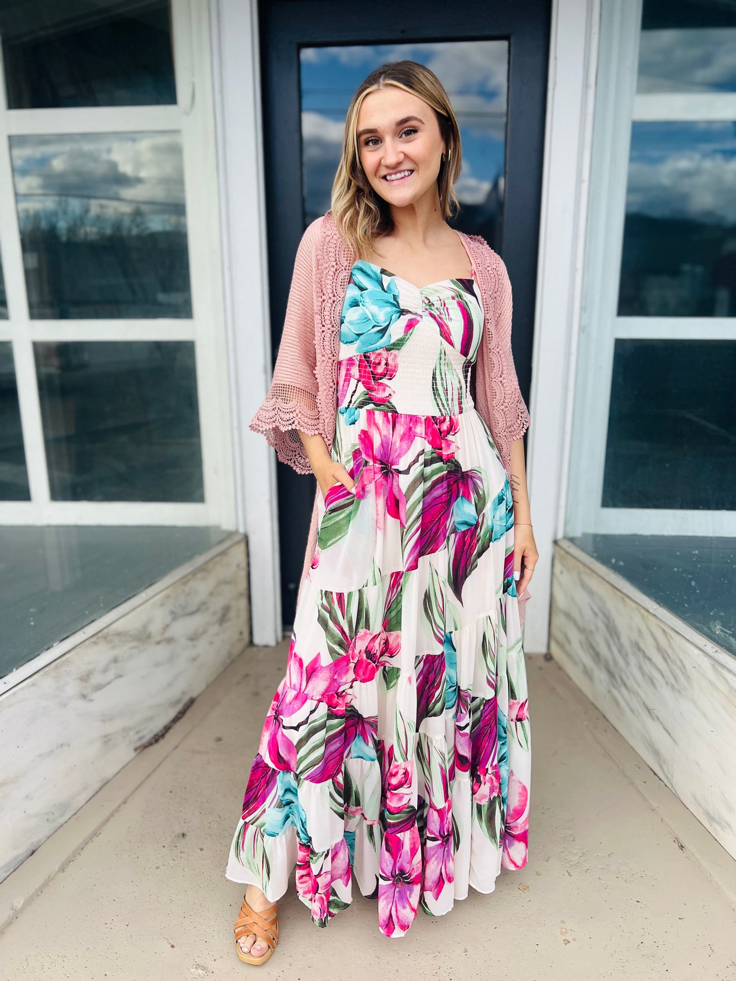 Honeymooner | Floral Spiral Tiered Maxi