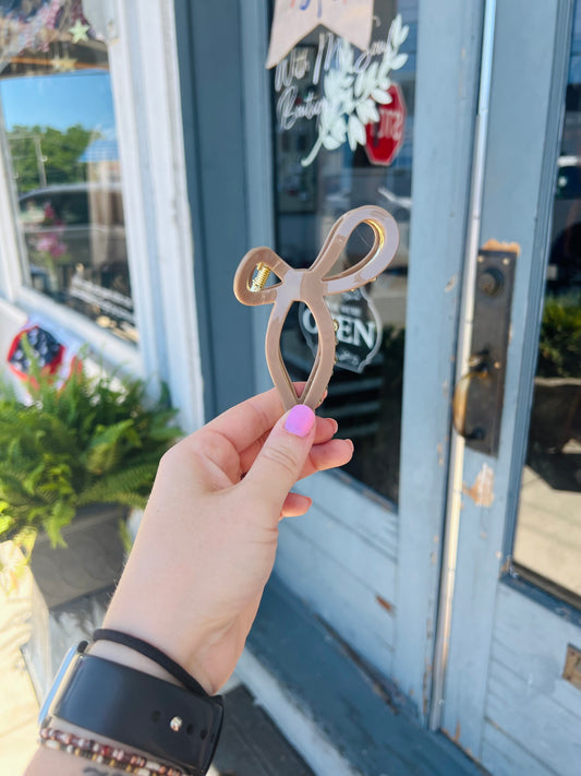 Adaline | Ribbon Bow Claw Clip - Mocha