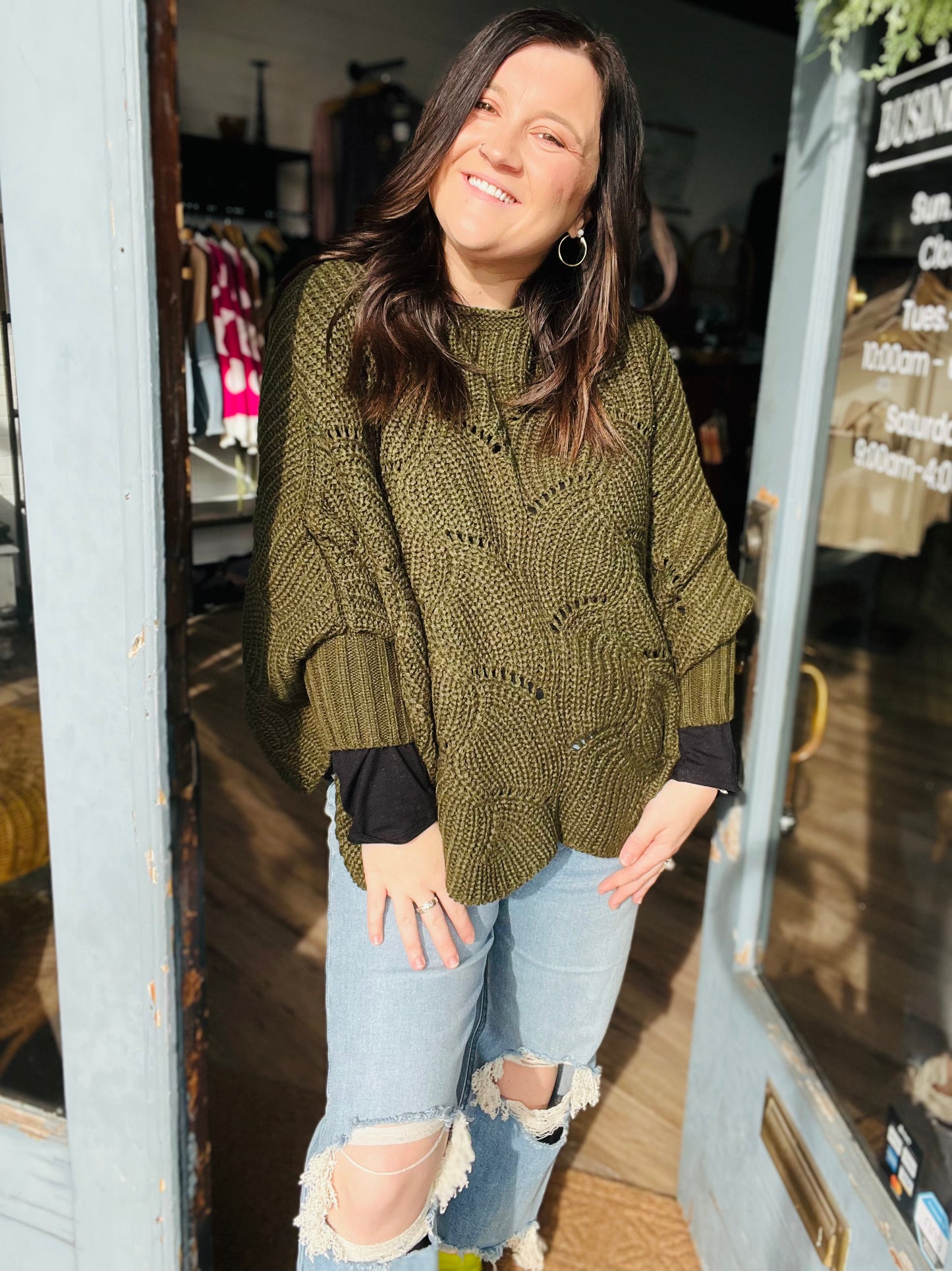 Ribbed Knit Sweater Poncho