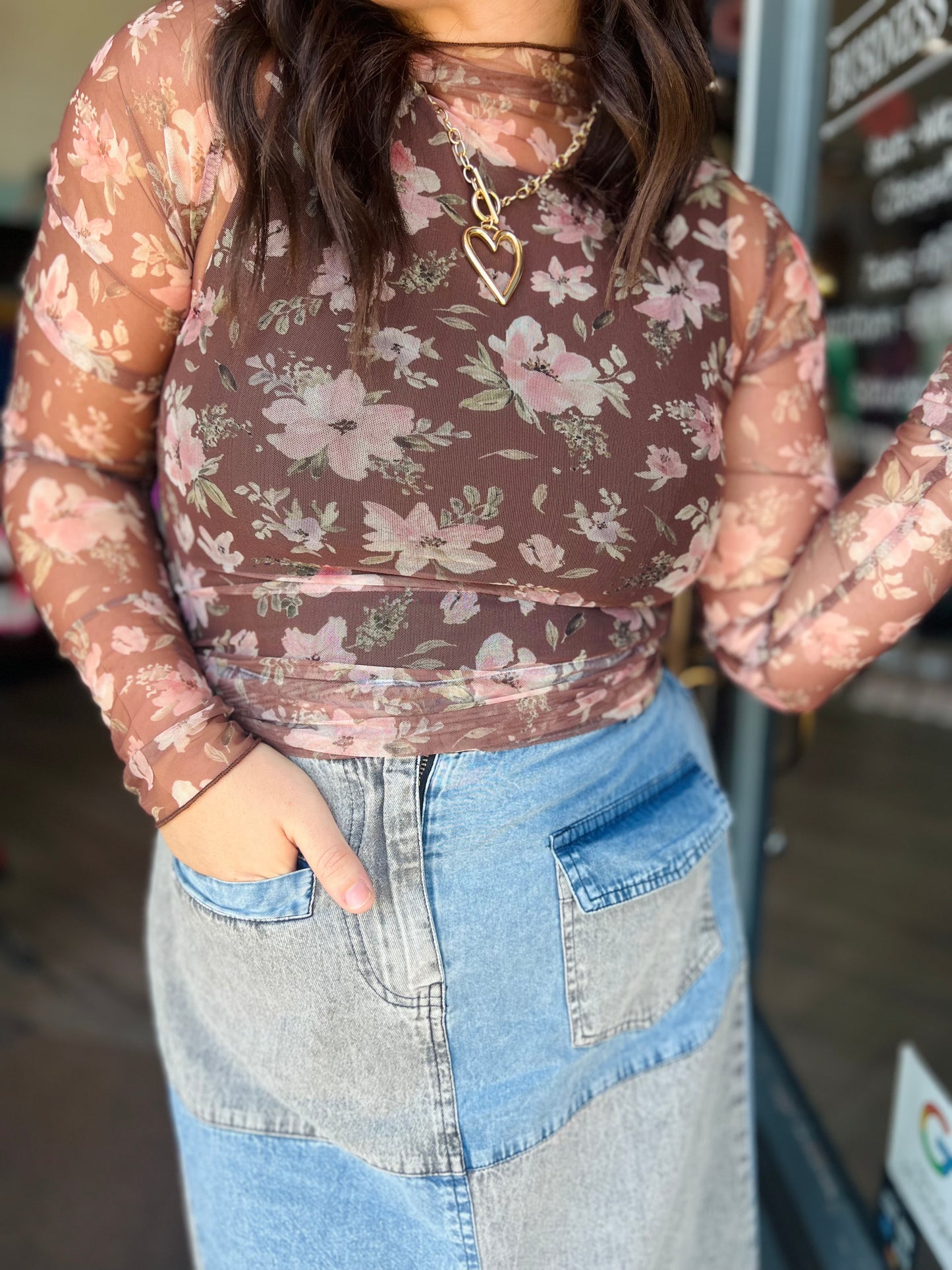 Abilene | Floral Mesh Top