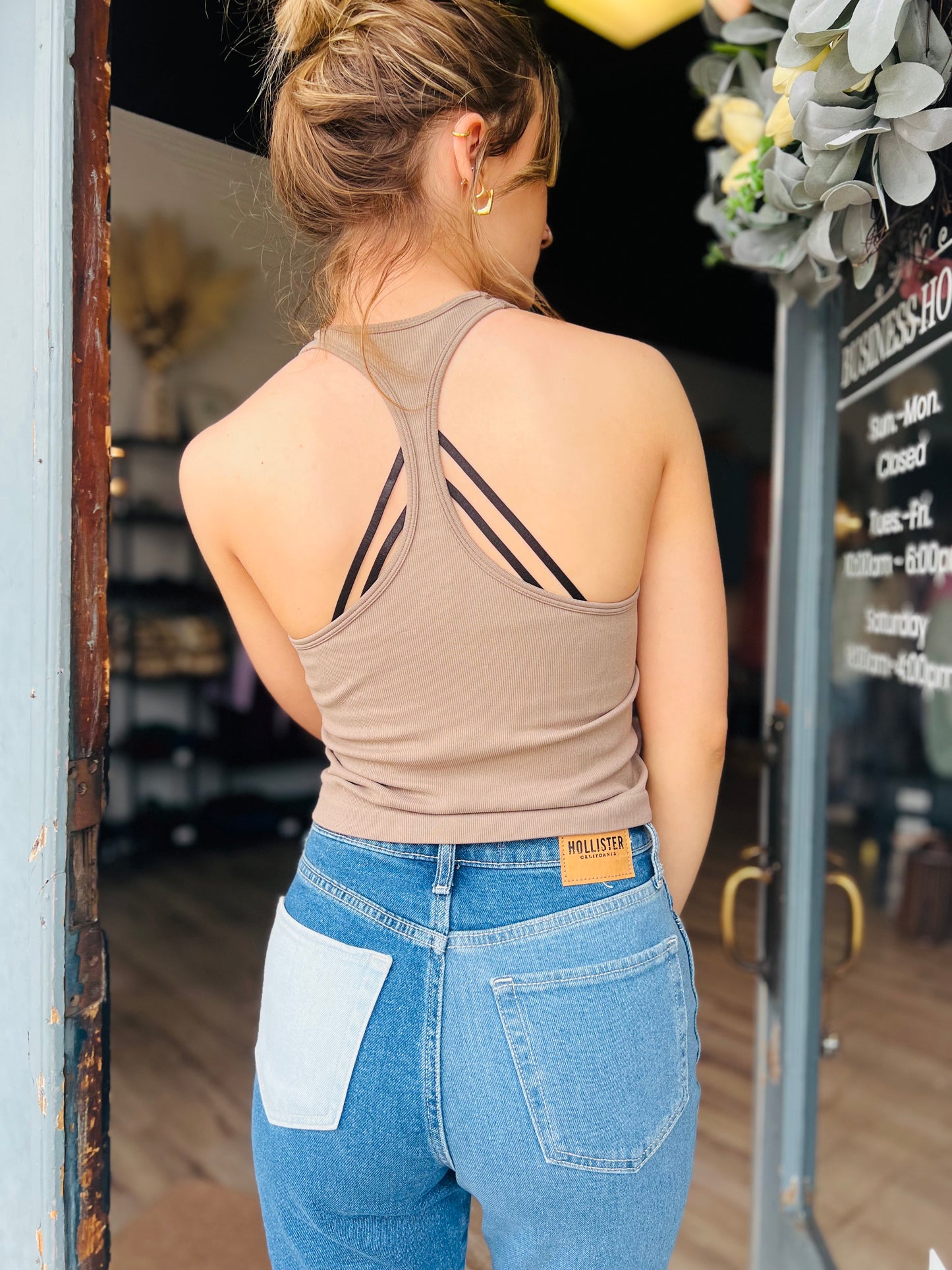 High Neck Racerback Tank - Mocha