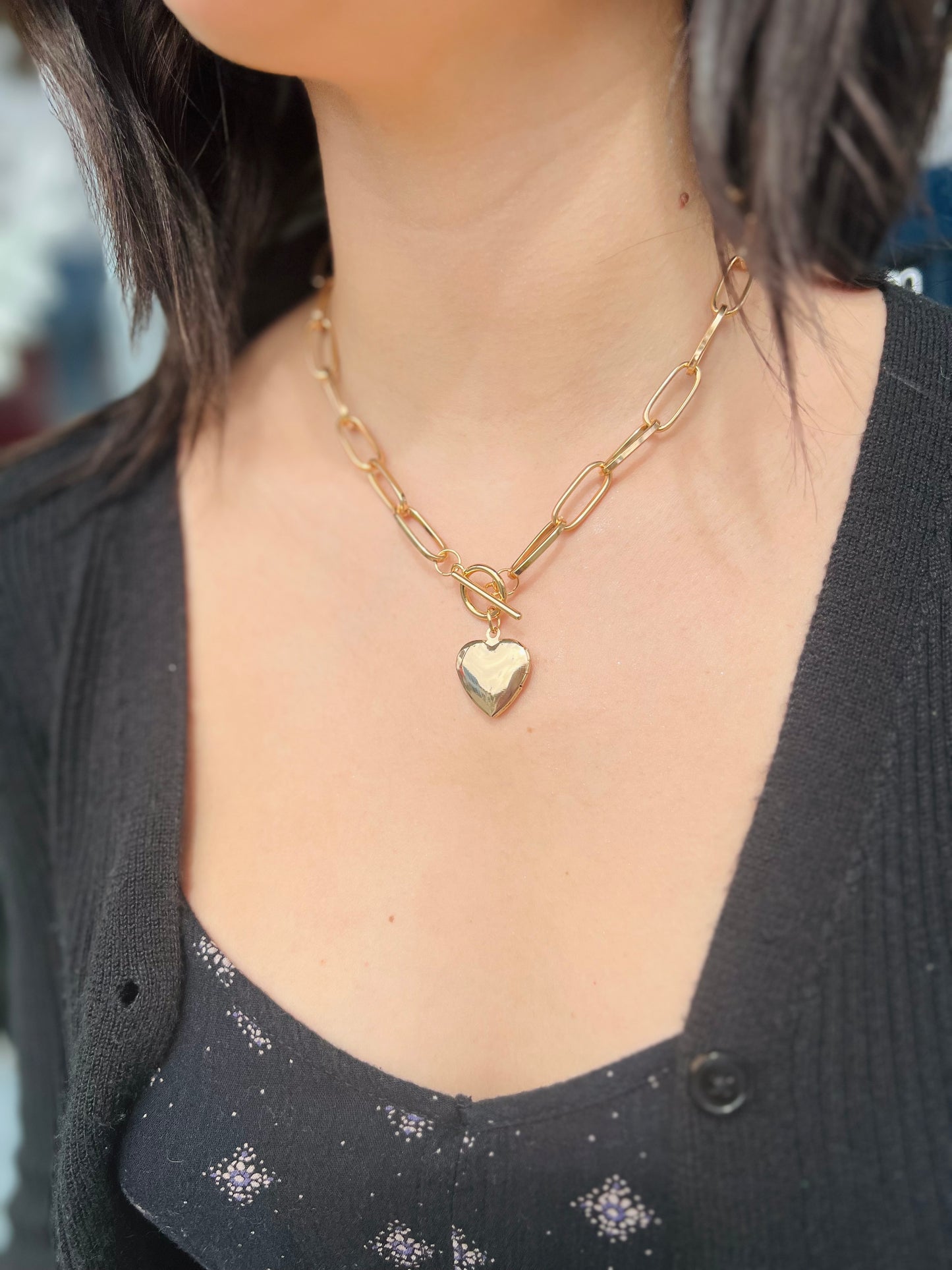 Heart Locket | Paperclip Chain Necklace