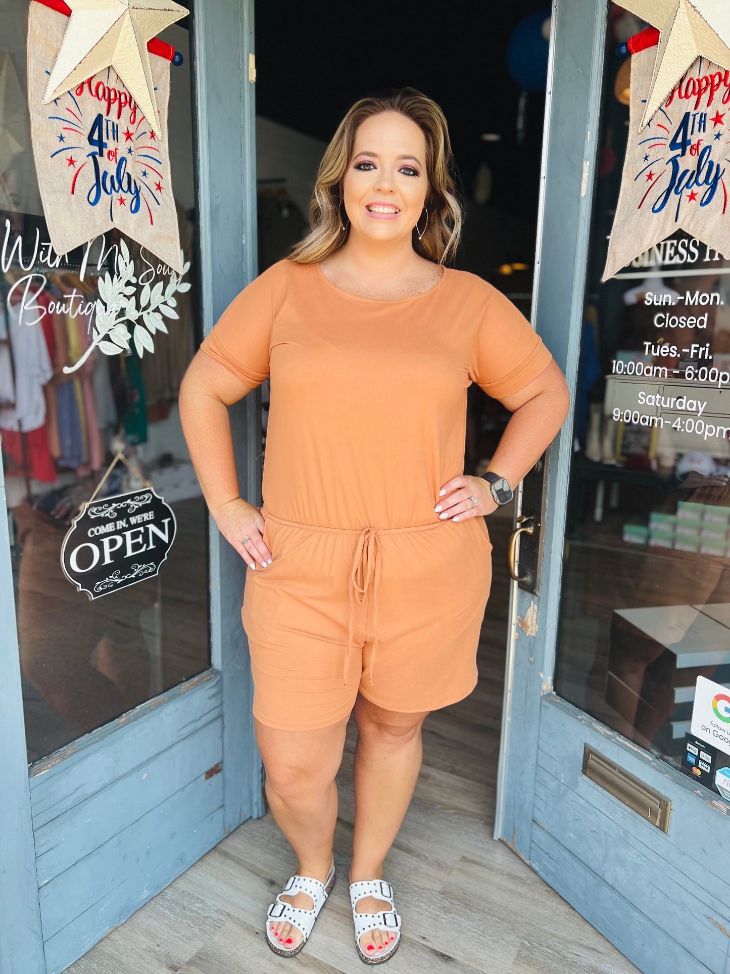 Lola | Butter Soft Curvy Romper - Orange