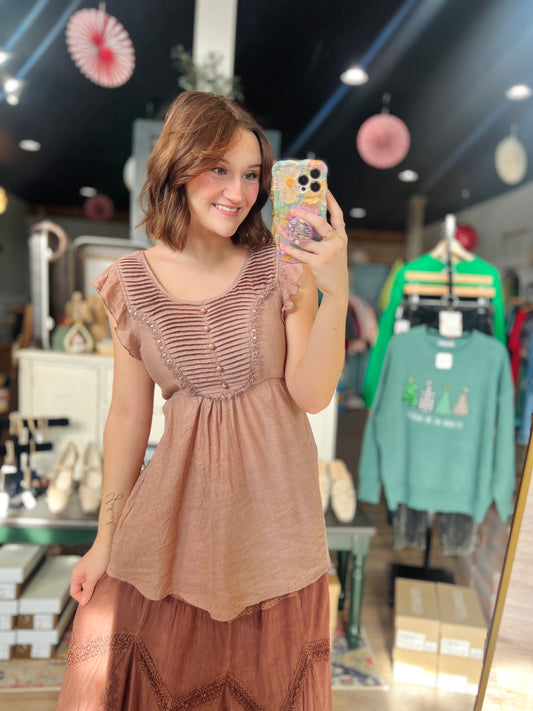 Mine Bow Tie Boho Top - M