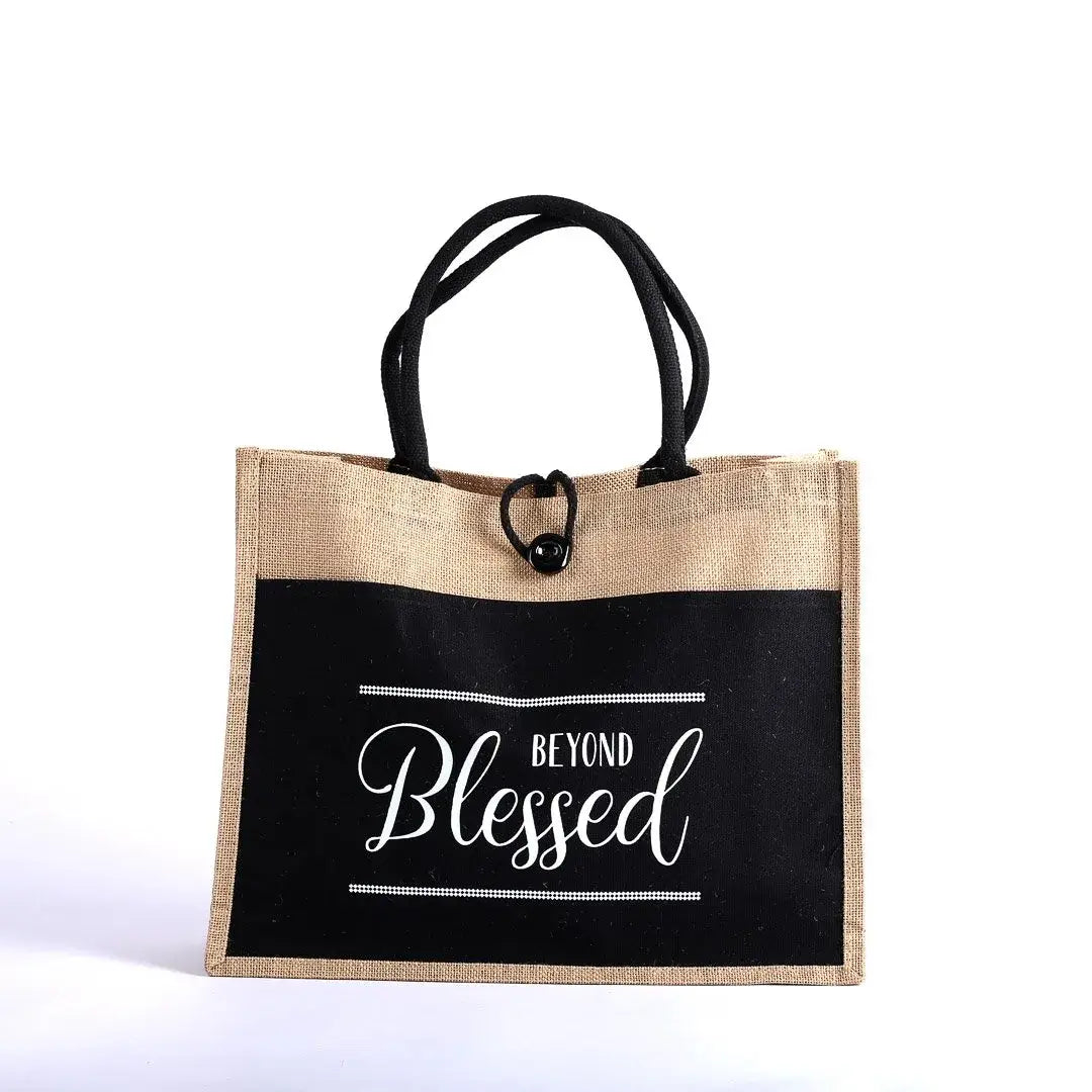 Jute Tote Bag - Blessed