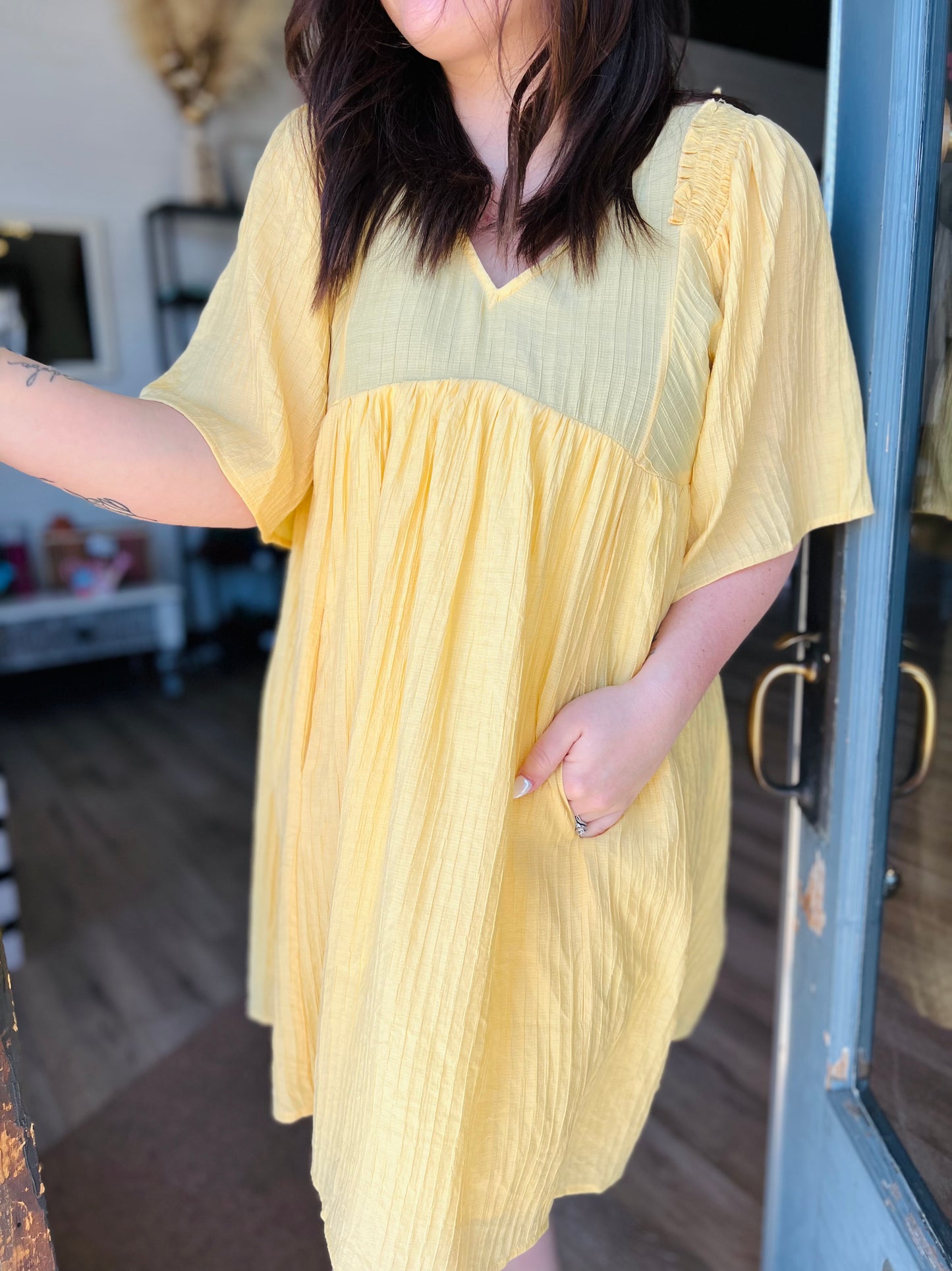 First Day of Spring | Textured Babydoll Dress