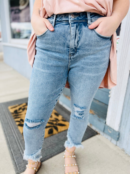 Petite Tulip Hem Ankle Jeans
