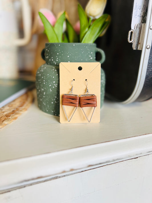Weaved Leather | Earring - Brown