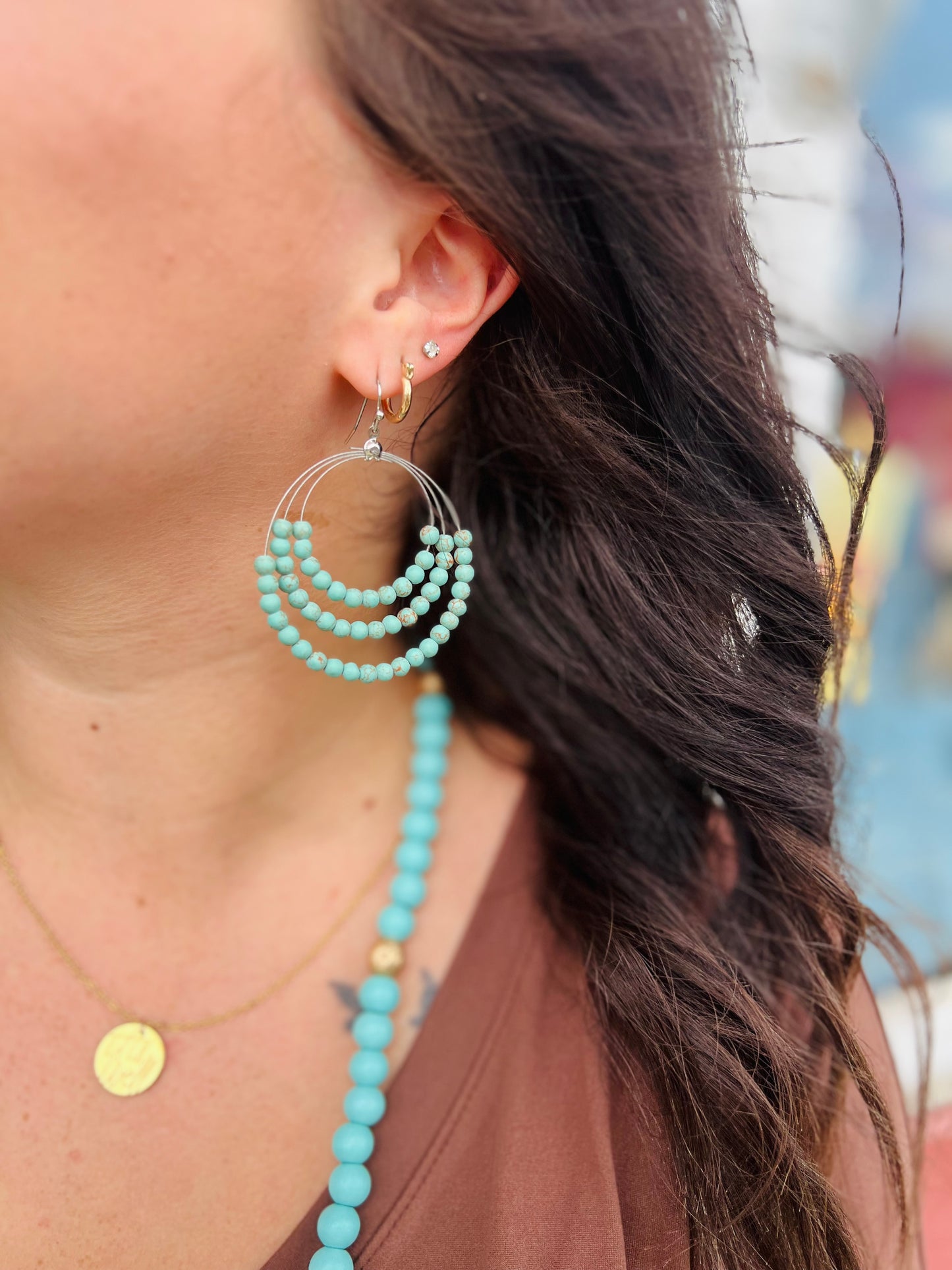 Remembrance | Multi Layered Earrings - Turquoise