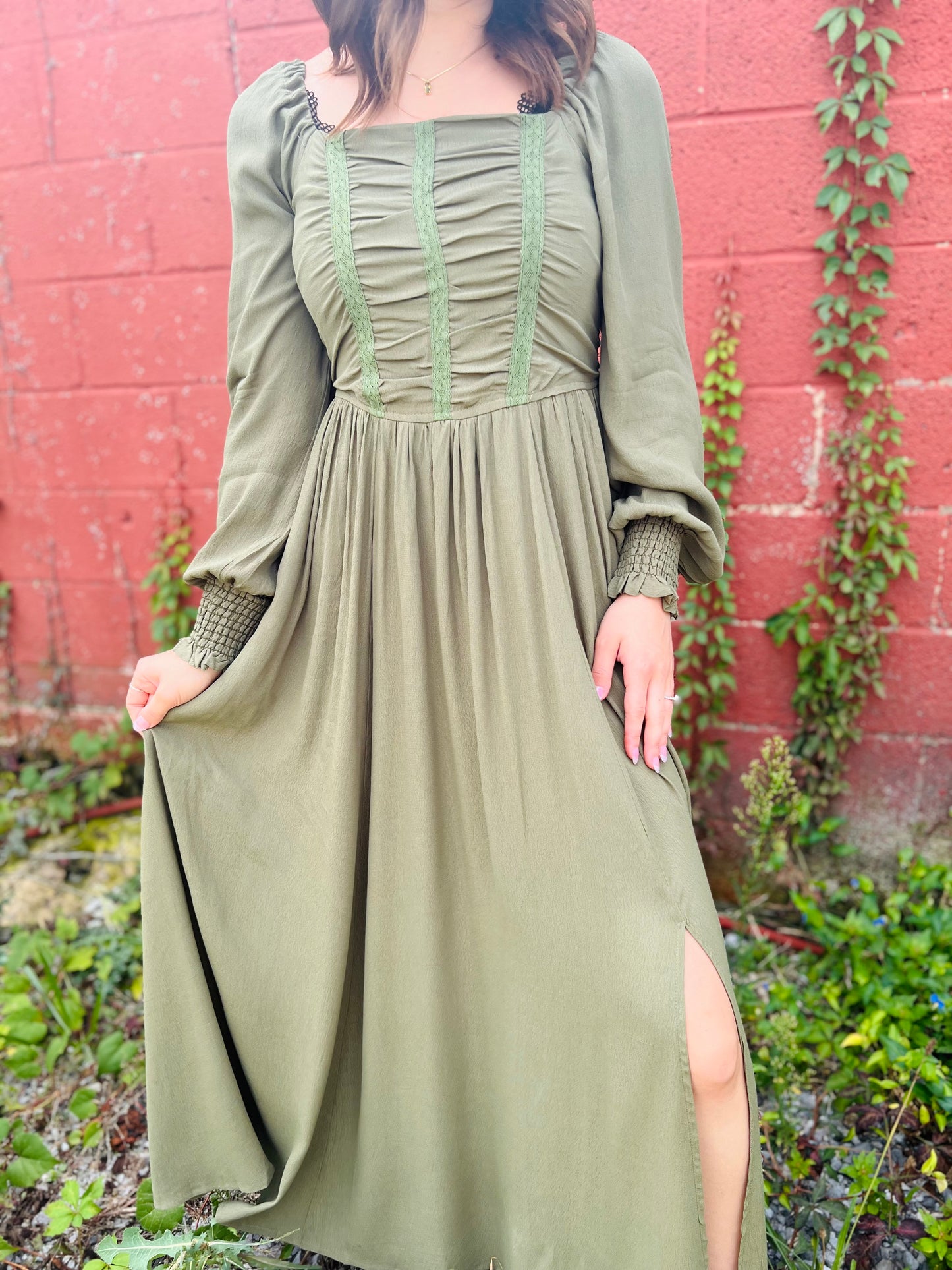 Fiona | Maxi Dress - Olive Green