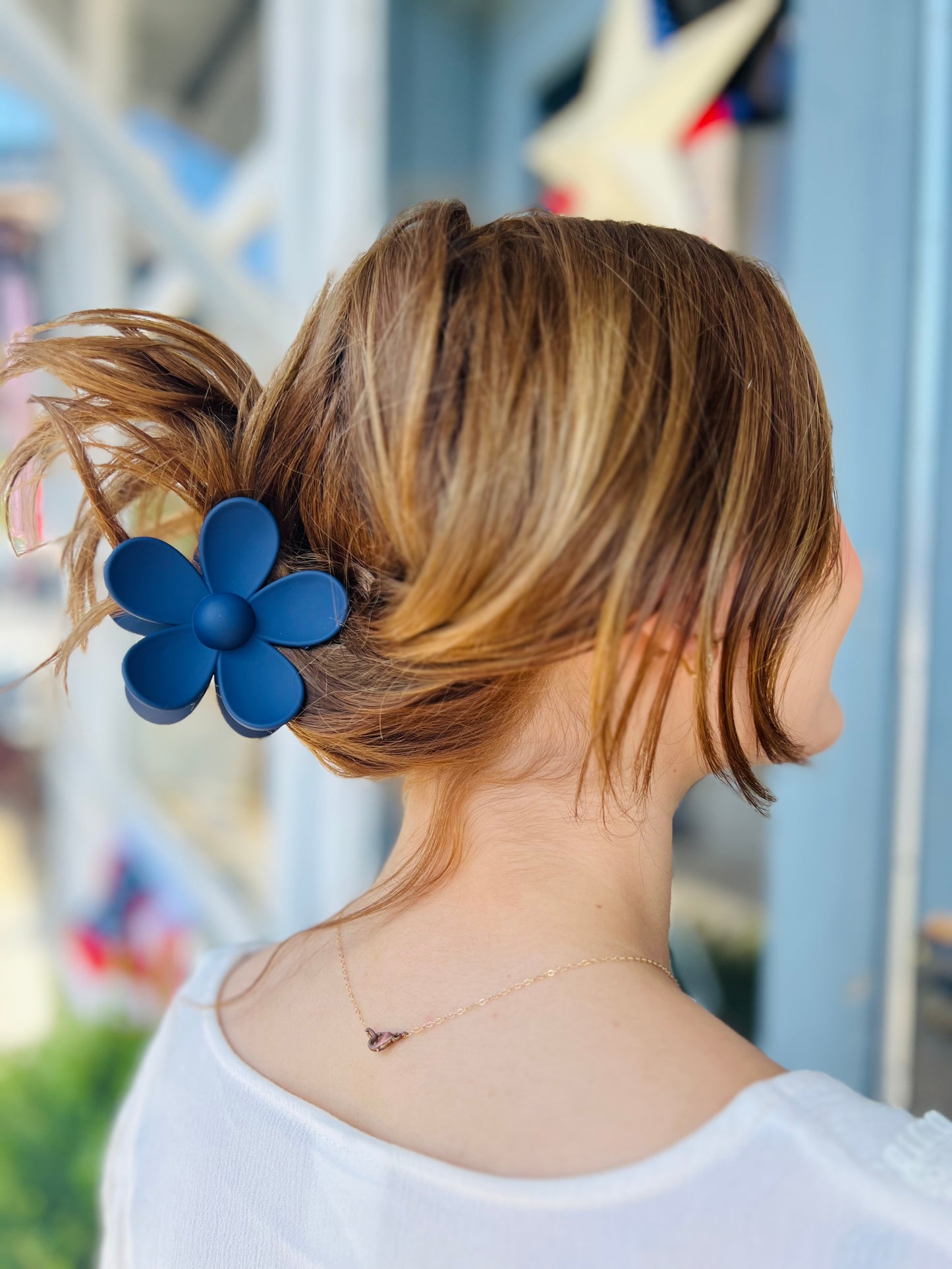 Large Flower | Claw Clip - Navy