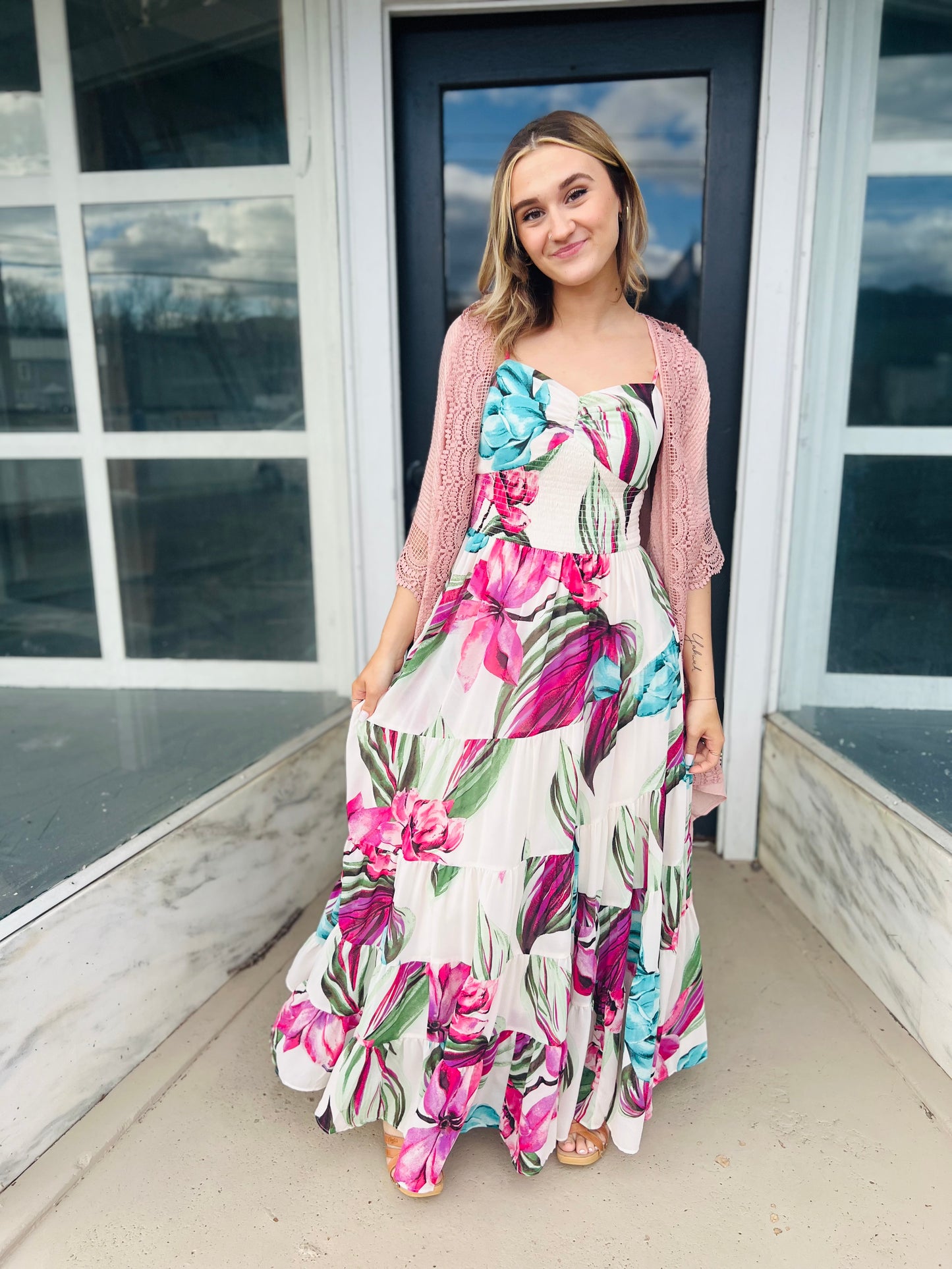 Honeymooner | Floral Spiral Tiered Maxi