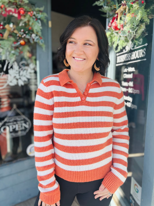 American Eagle Orange Stripe Sweater - L