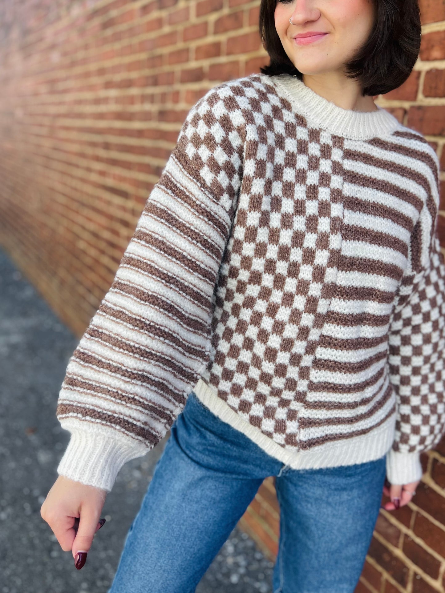 Arbela | Checkered Knit Sweater