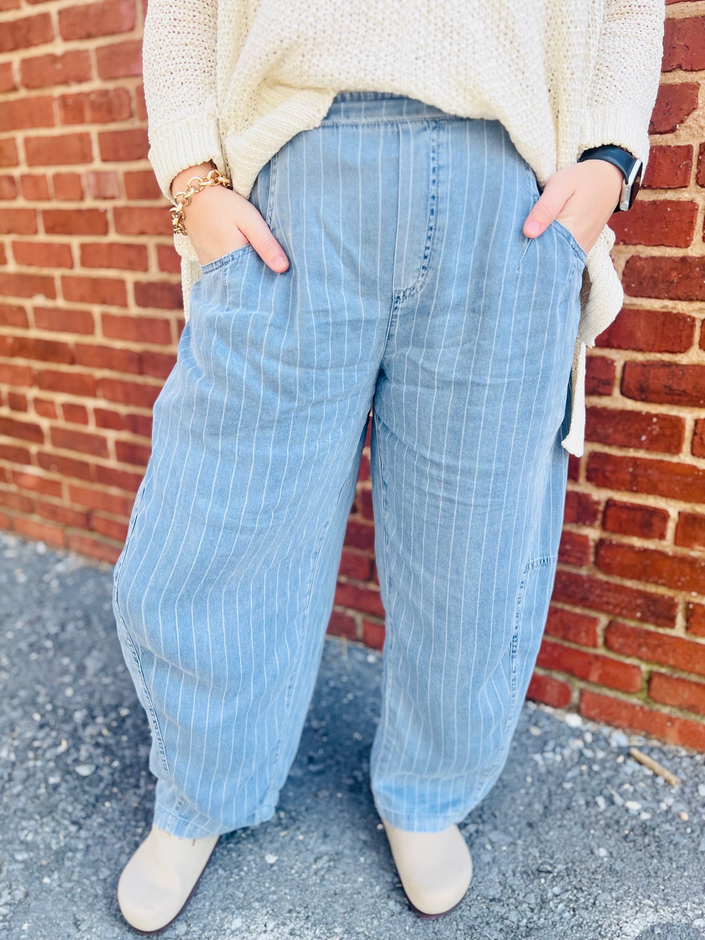 Nina | Denim Barrel Pants