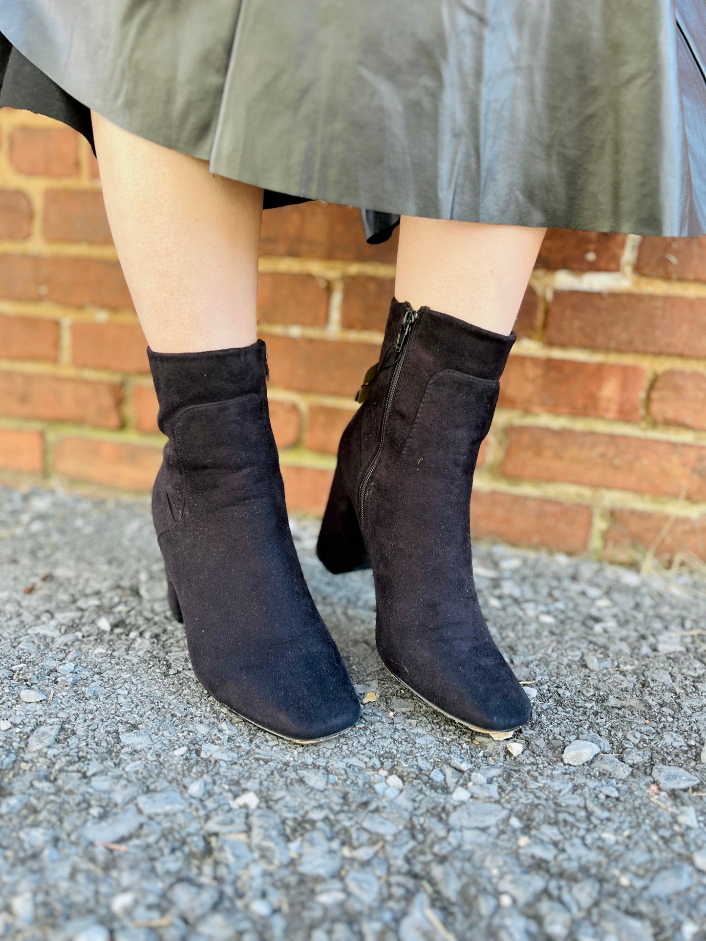 Black Suede Ankle Boots - Size 6