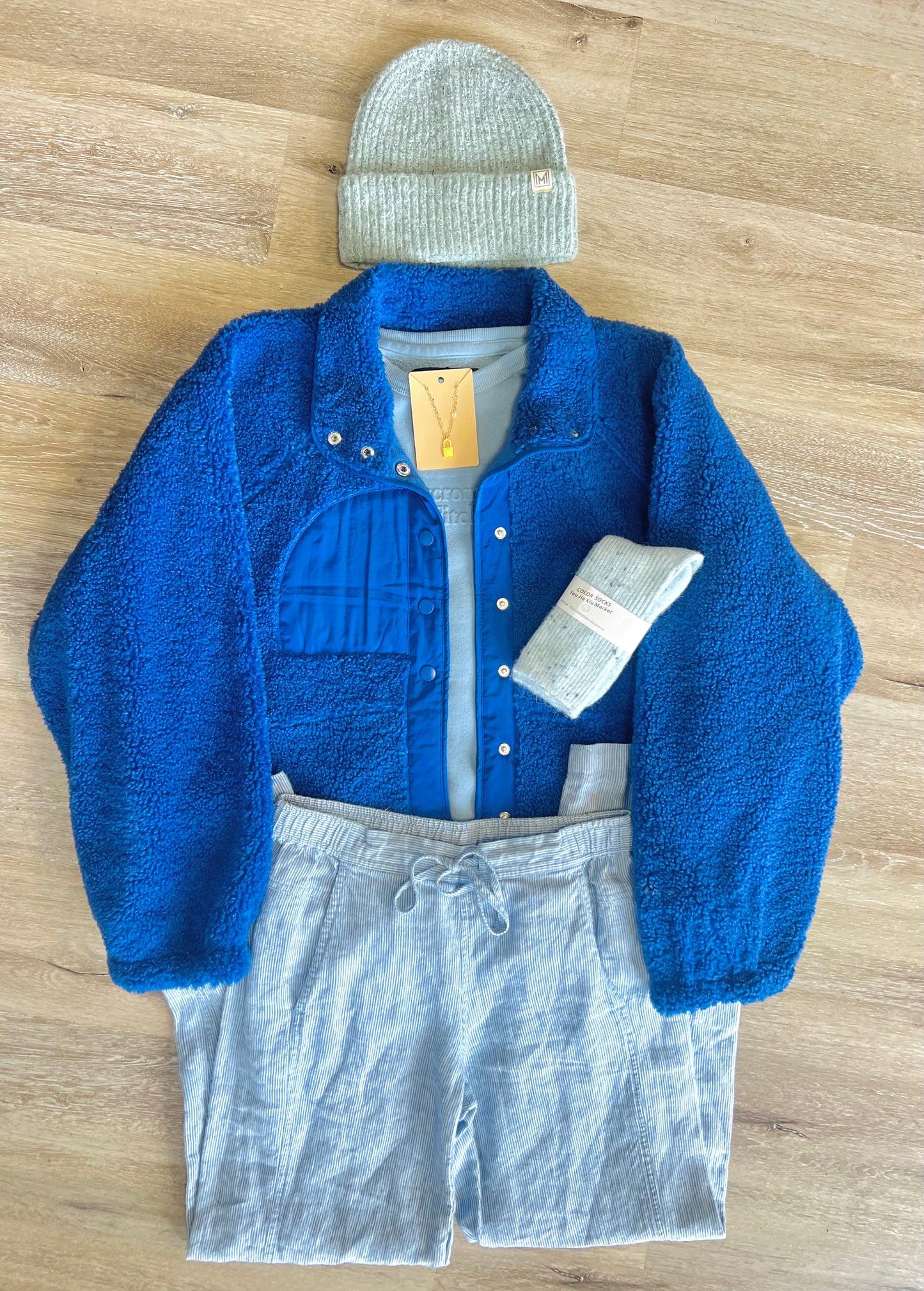 Blue Stripe Paperbag Pants - Size XS
