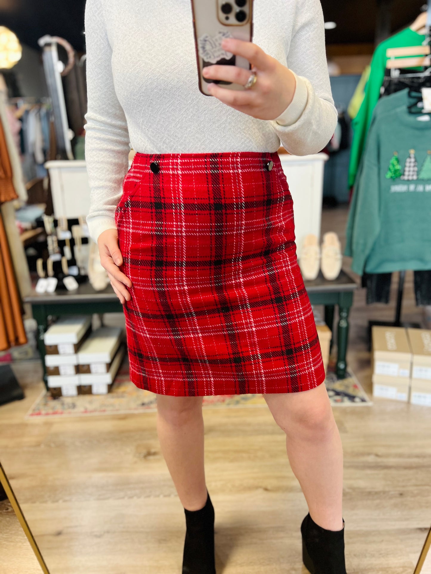 Talbots Red Plaid Skirt - 6