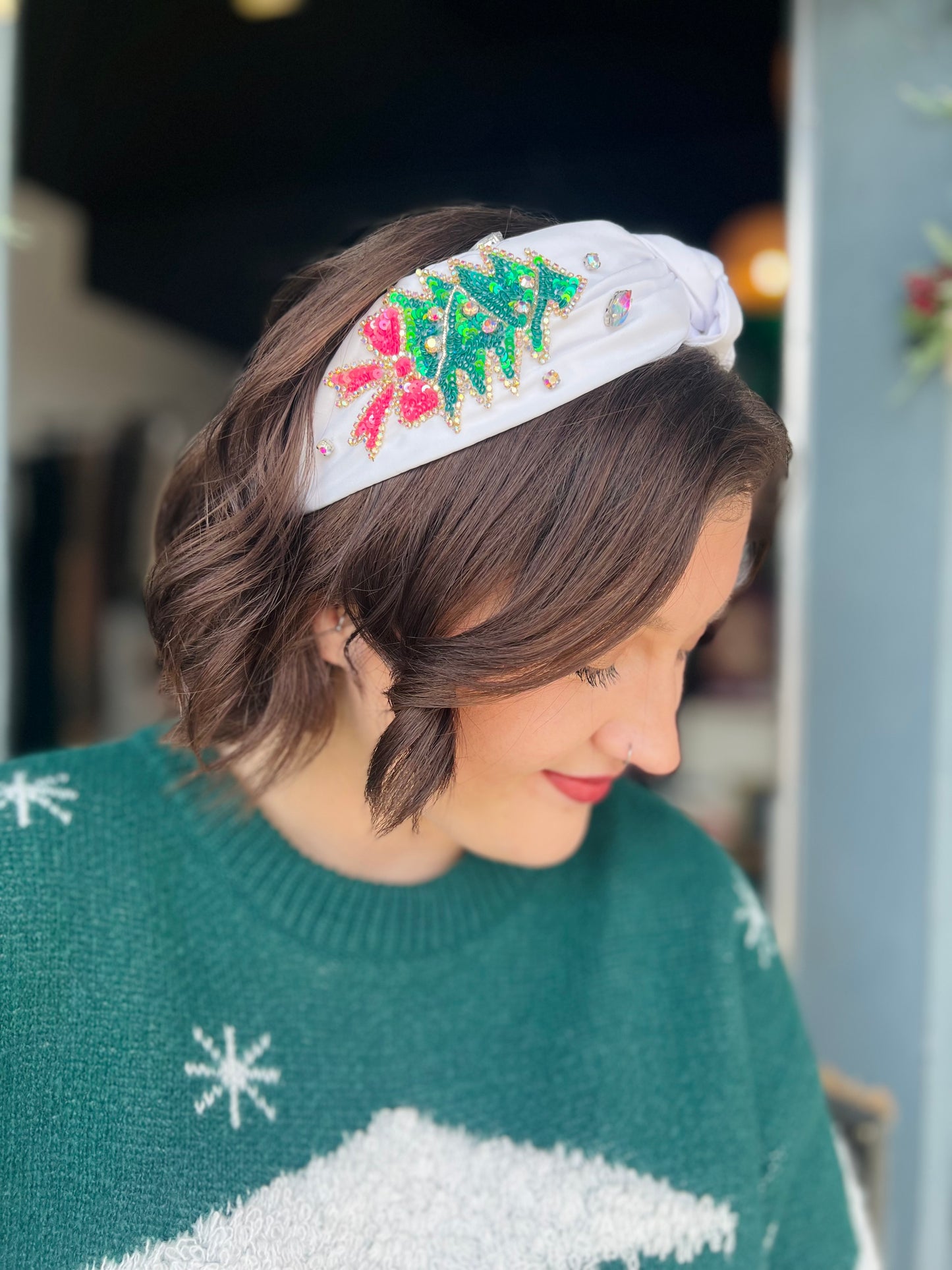 Holly Jolly Christmas | Headband - White