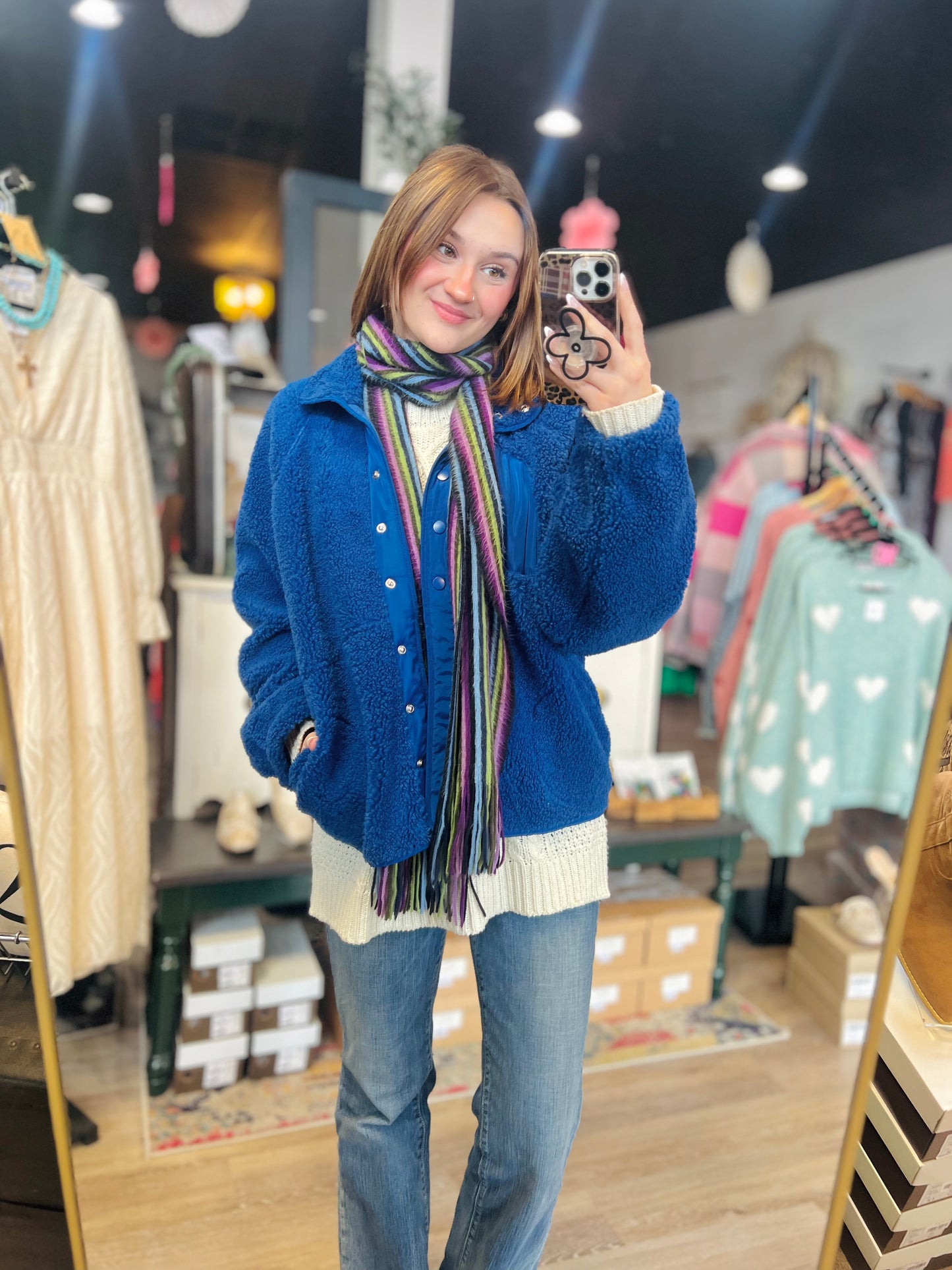 Blu Pepper Sherpa Jacket (Blue) - Size L