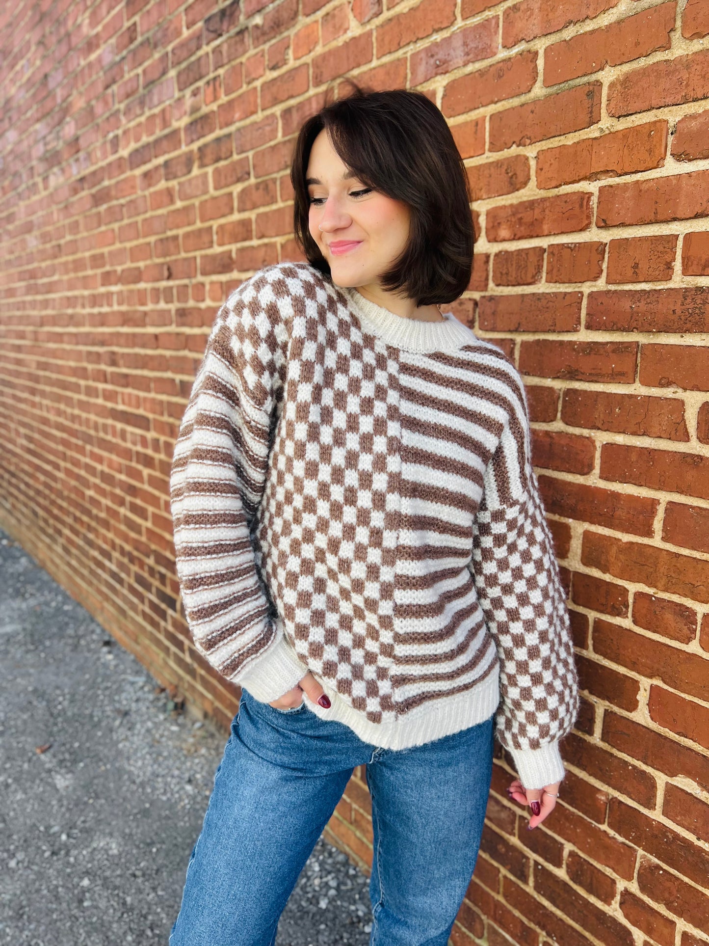 Arbela | Checkered Knit Sweater